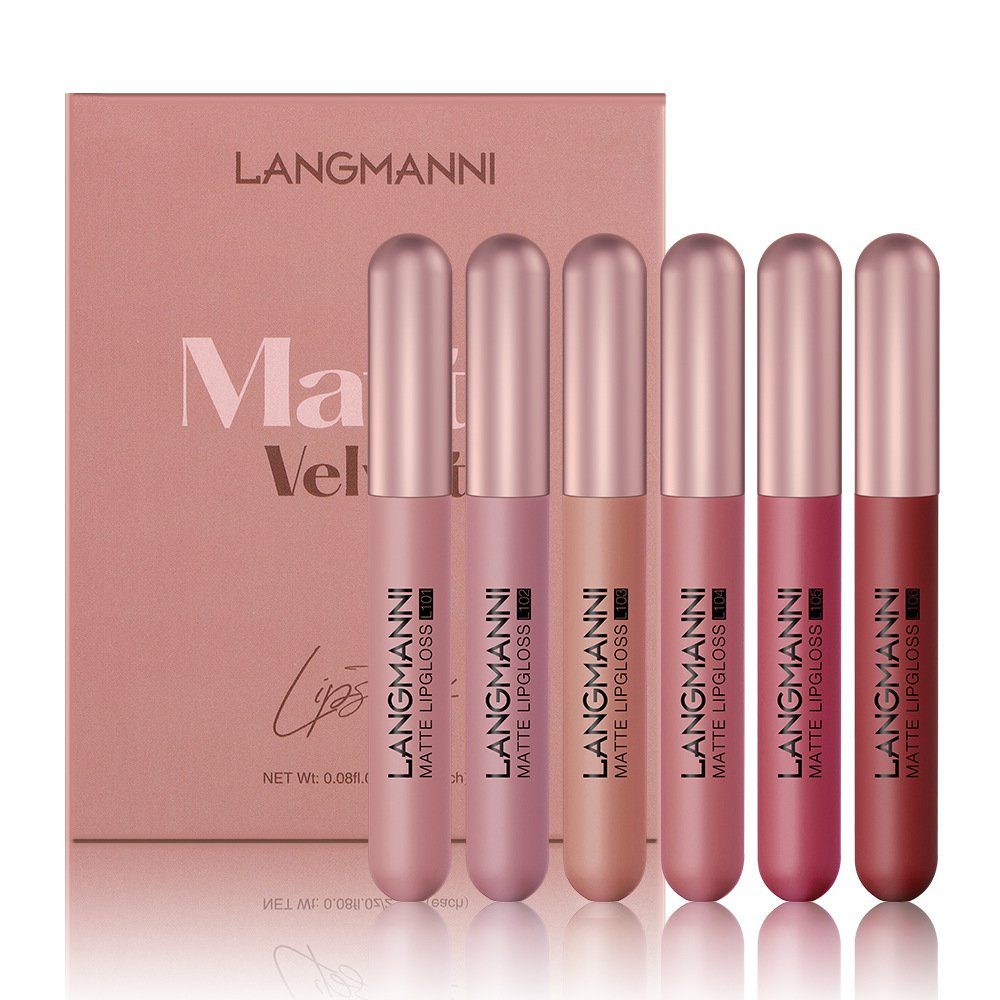POCHUMIDUU Lippenstift-Set 6 Lippenstifte Matte Velvet Matte Lip Gloss Set, 6-tlg., Kosmetische Geschenksets