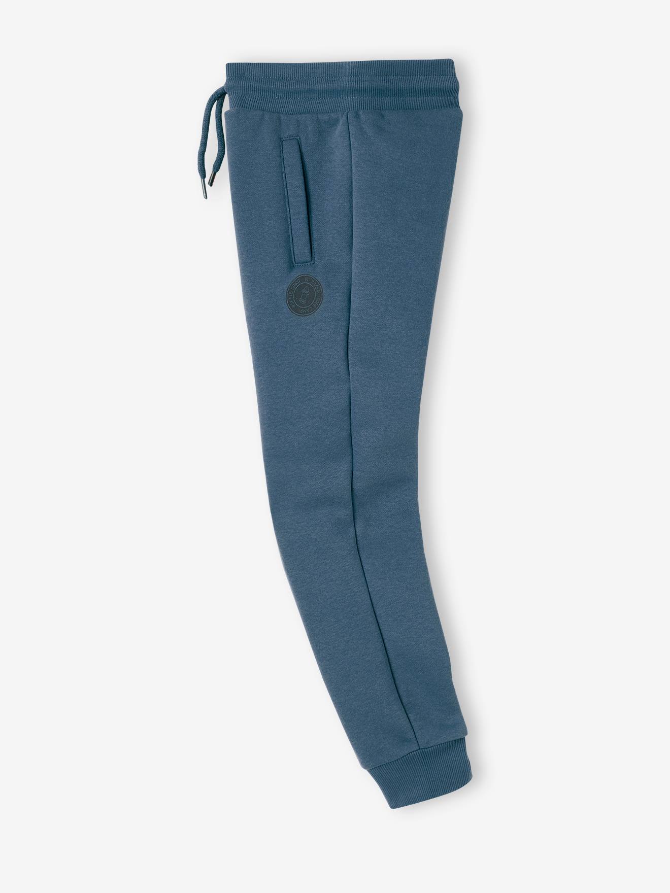 Pantalon jogging Basics garçon en molleton gris moyen chiné