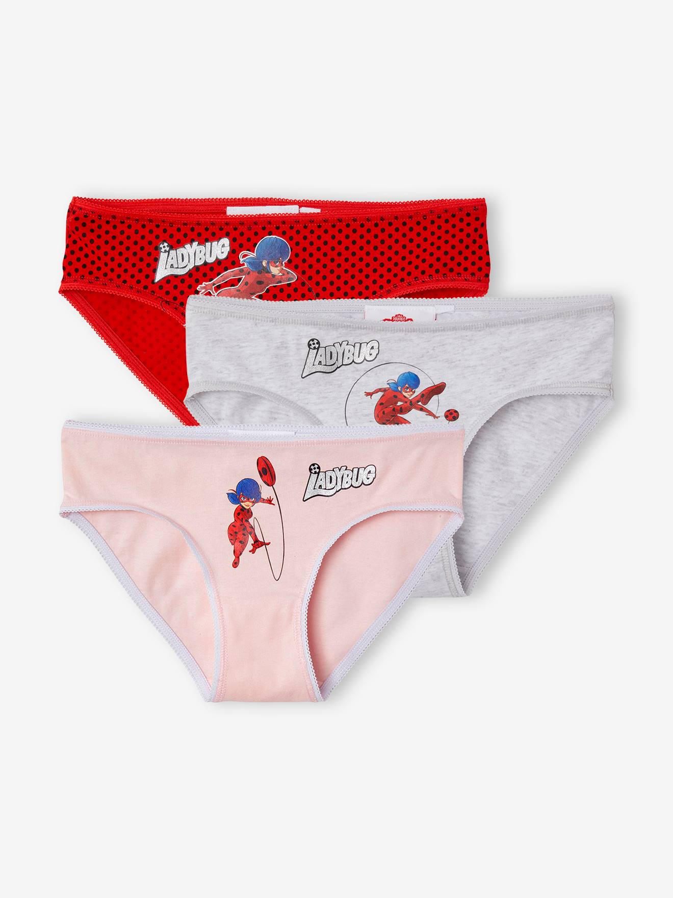 Lot de 3 culottes fille Miraculous® rouge / gris chiné / rose