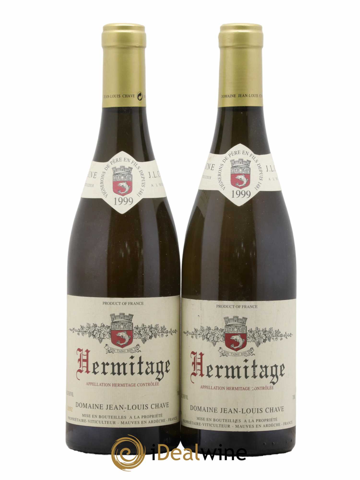Hermitage Jean-Louis Chave  1999 - Lot de 2 Bouteilles