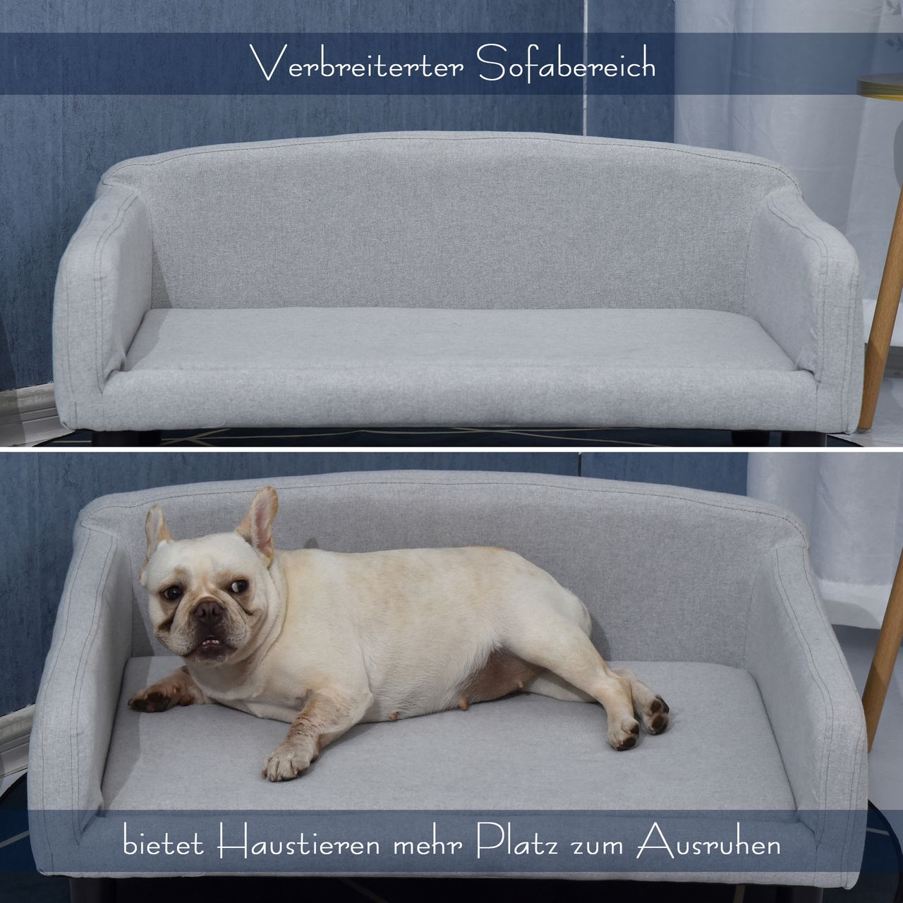 PawHut Hundesofa mit Weichem Bezug Haustiersofa Hundebett Katzensofa Holzbeinen