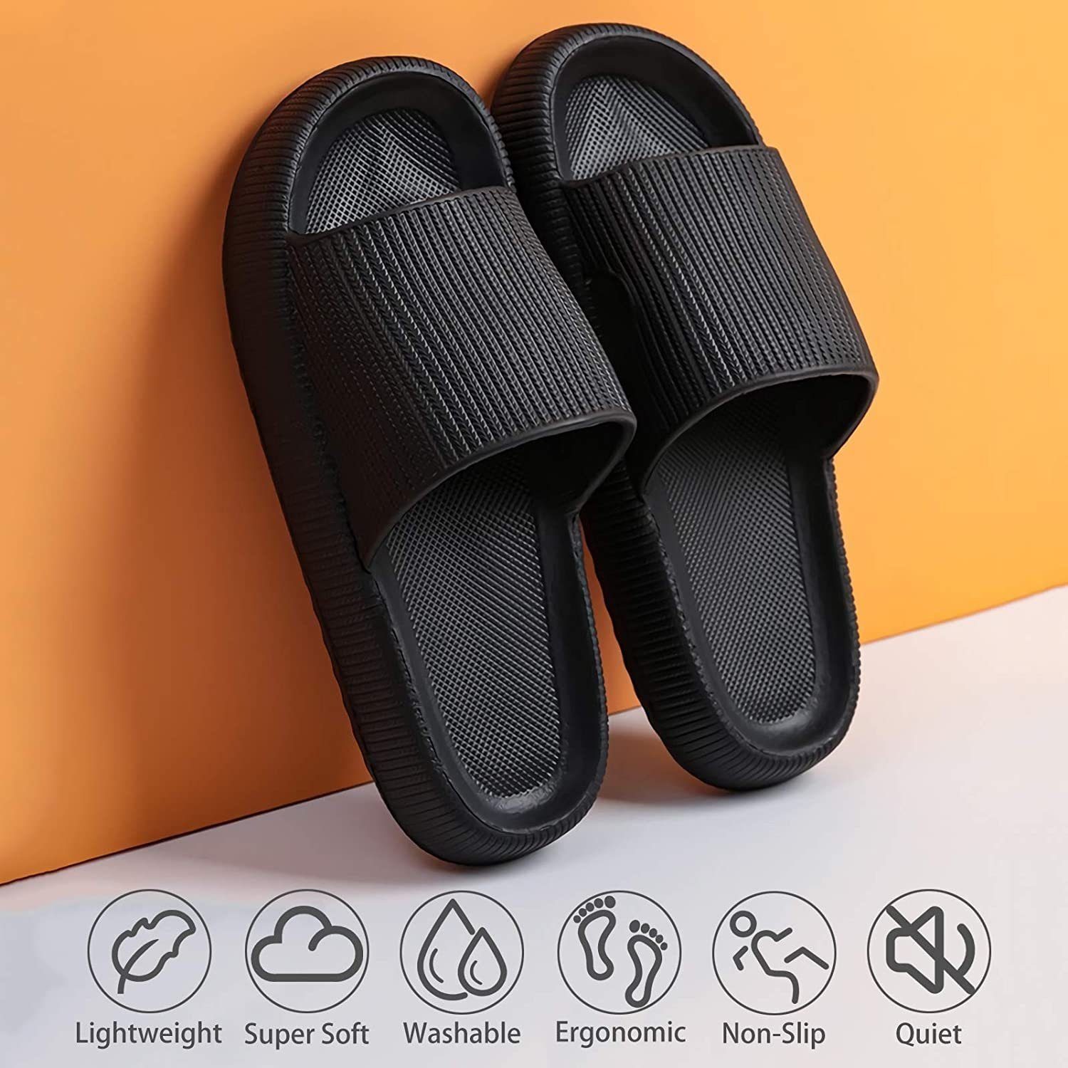 SOTOR Badeschuhe 4CM dicke Sohle weiche Hausschuhe Hausschuhe Badeschuh Geeignet für Bad, Schlafzimmer, Wohnzimmer, Strand, Freizeit