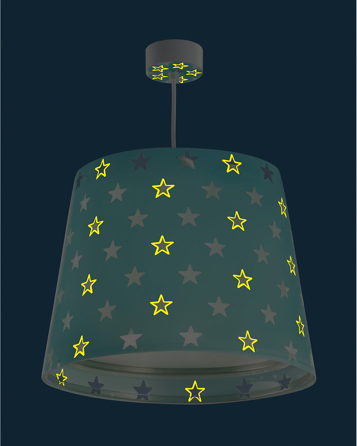 Hängelampe STARS, Glow in the dark, türkis