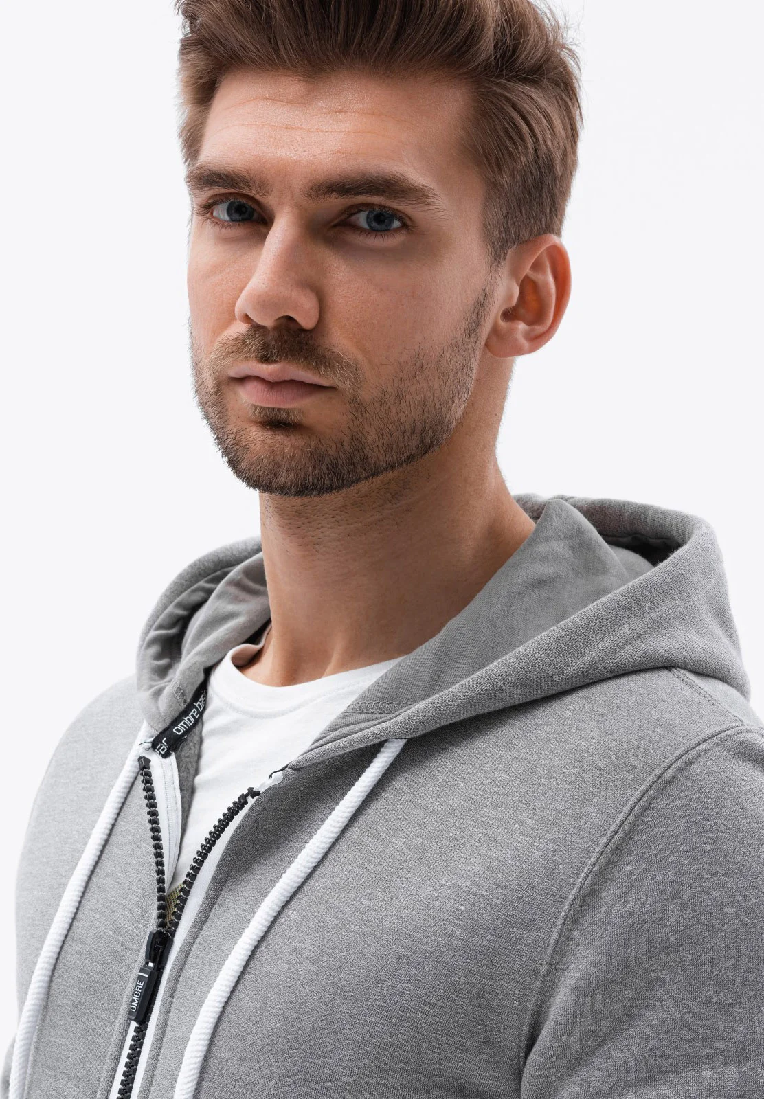 Sudadera con capucha y cremallera ombré