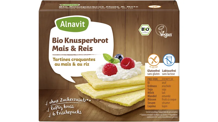 Alnavit Bio Knusperbrot Mais & Reis glutenfrei 150 g