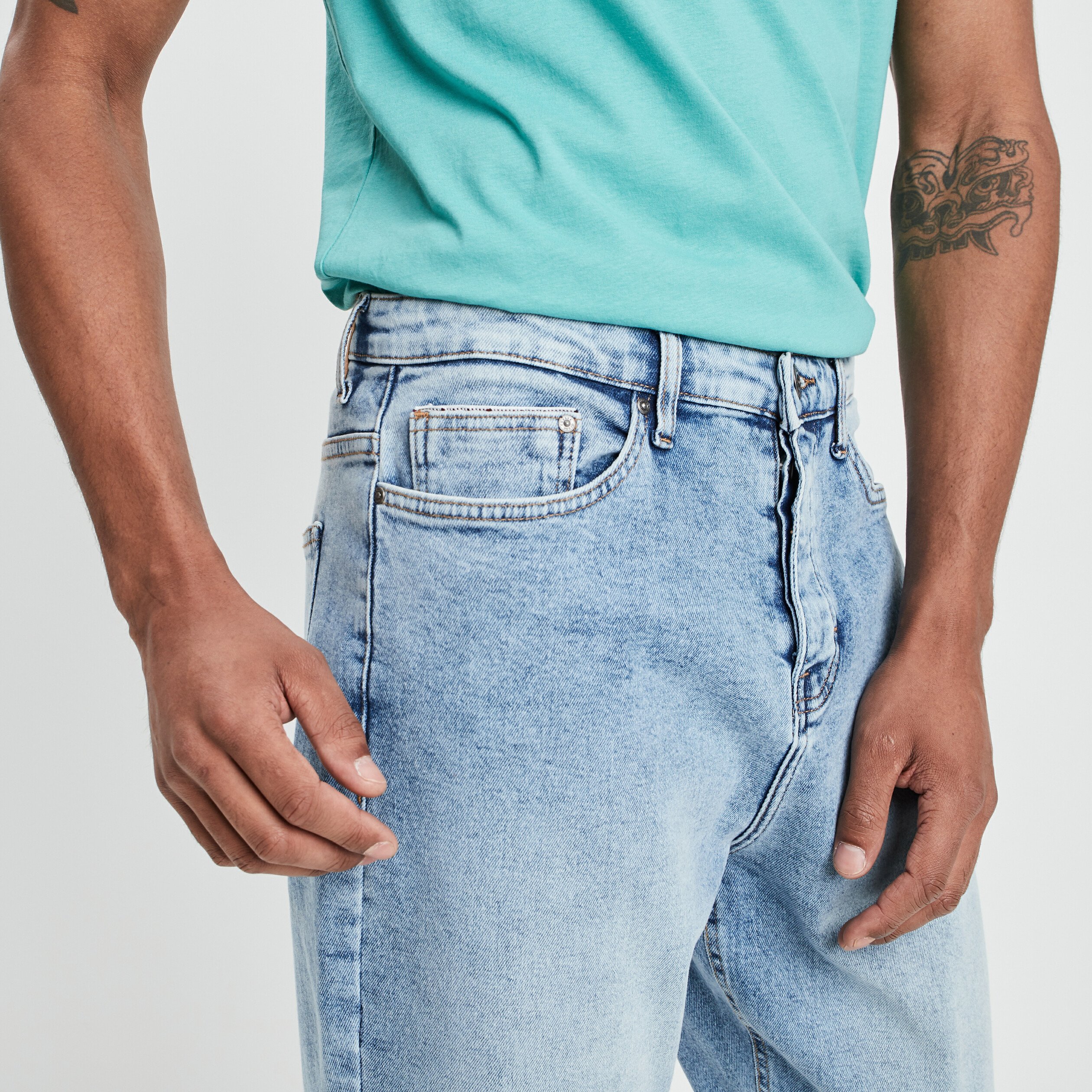 Jeans droit denim bleach homme | La Halle