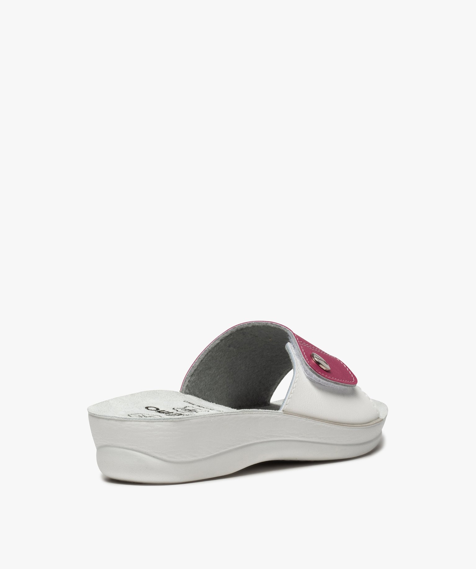 Mules femme confort ouvertes à bride scratch bicolore blanc | GEMO