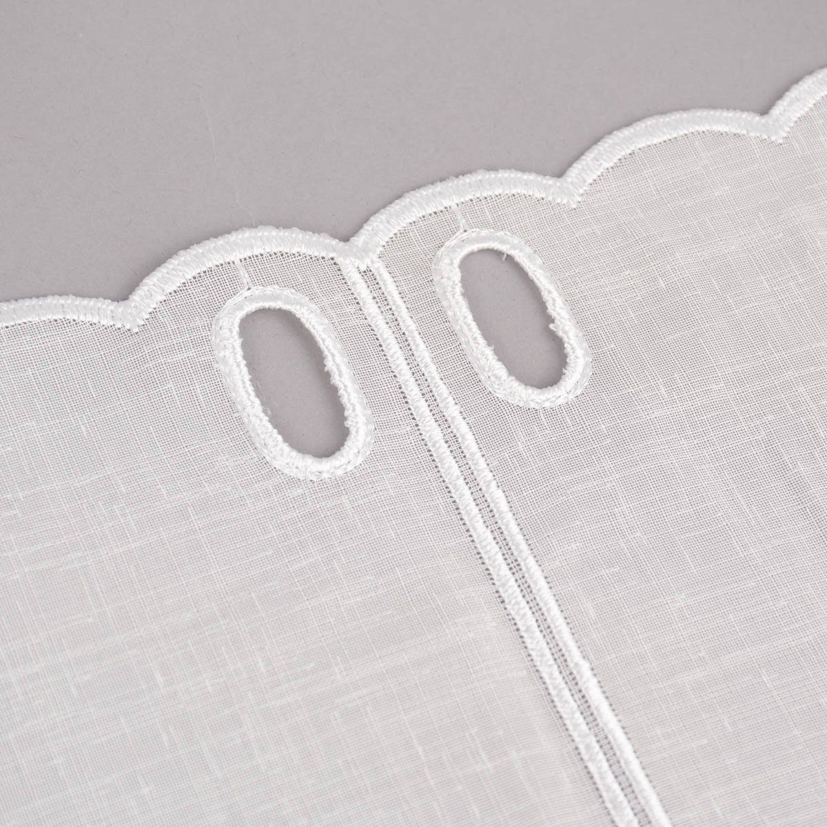 Meterware Scheibengardine nähfrei Leinenlook Stickerei Herzen ecru 45cm, SCHÖNER LEBEN., leicht perforiert, Stickerei/Stickstoff, bestickt, pflegeleicht