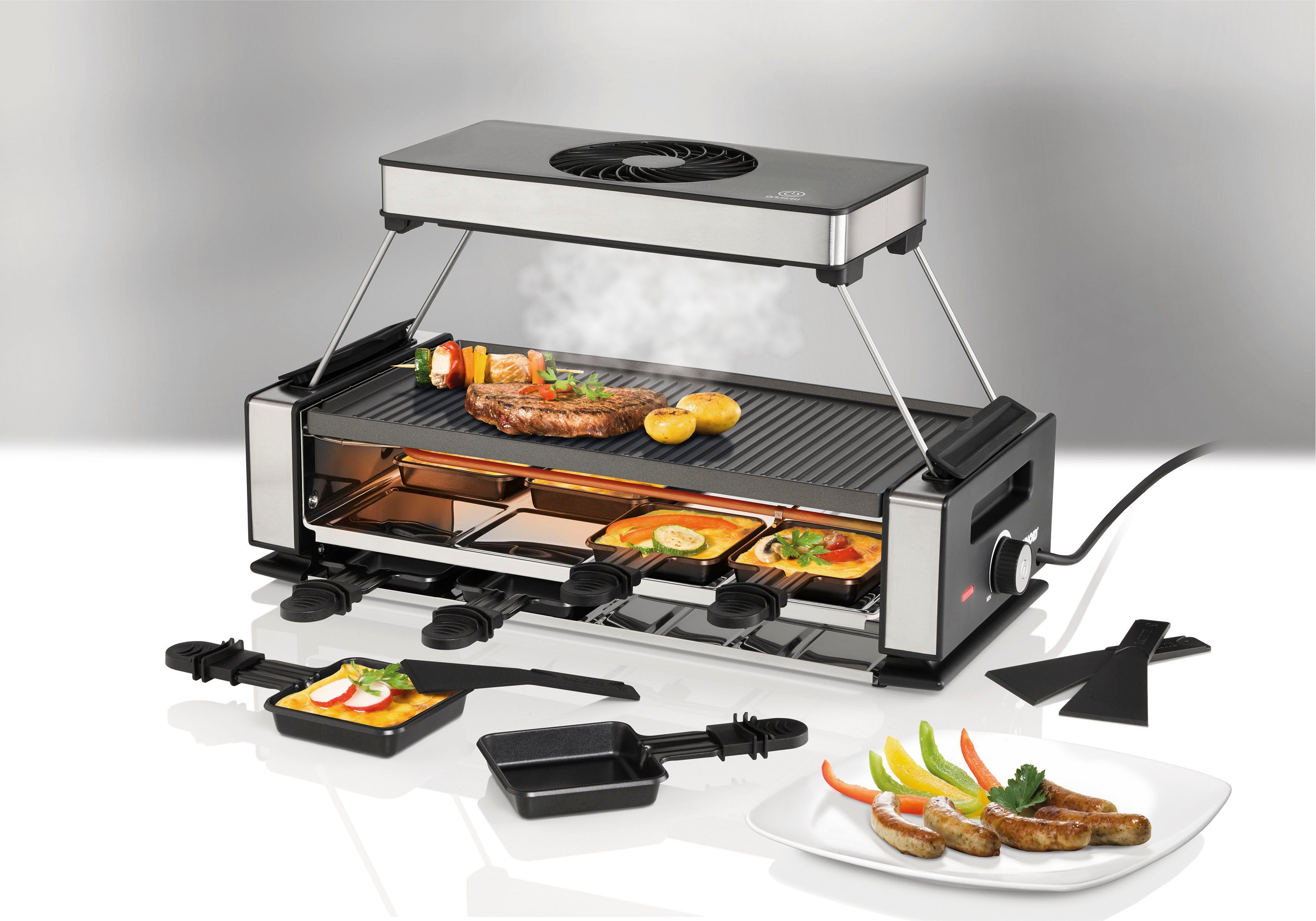 Unold Raclette Smokeless 48785, 8 Raclettepfännchen, 1200 W