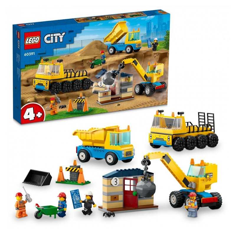 60391 Les camions de chantier et la grue à boule de démolition, LEGO City