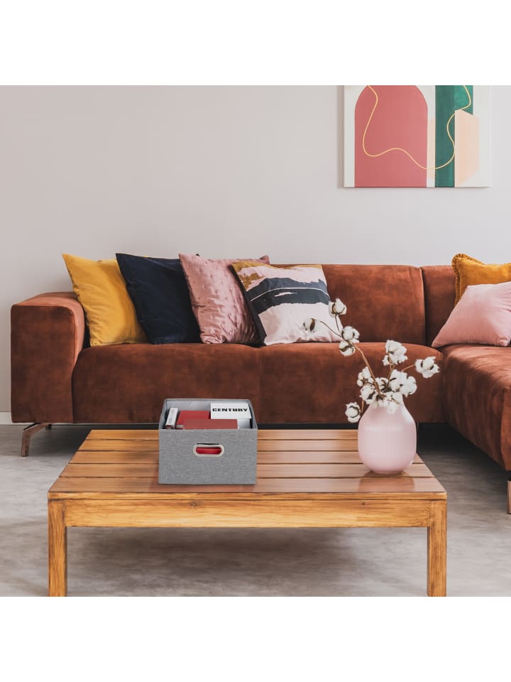 relaxdays 4x Aufbewahrungsbox in Grau - (B)34,5 x (H)20,5 x (T)42 cm günstig kaufen onesize