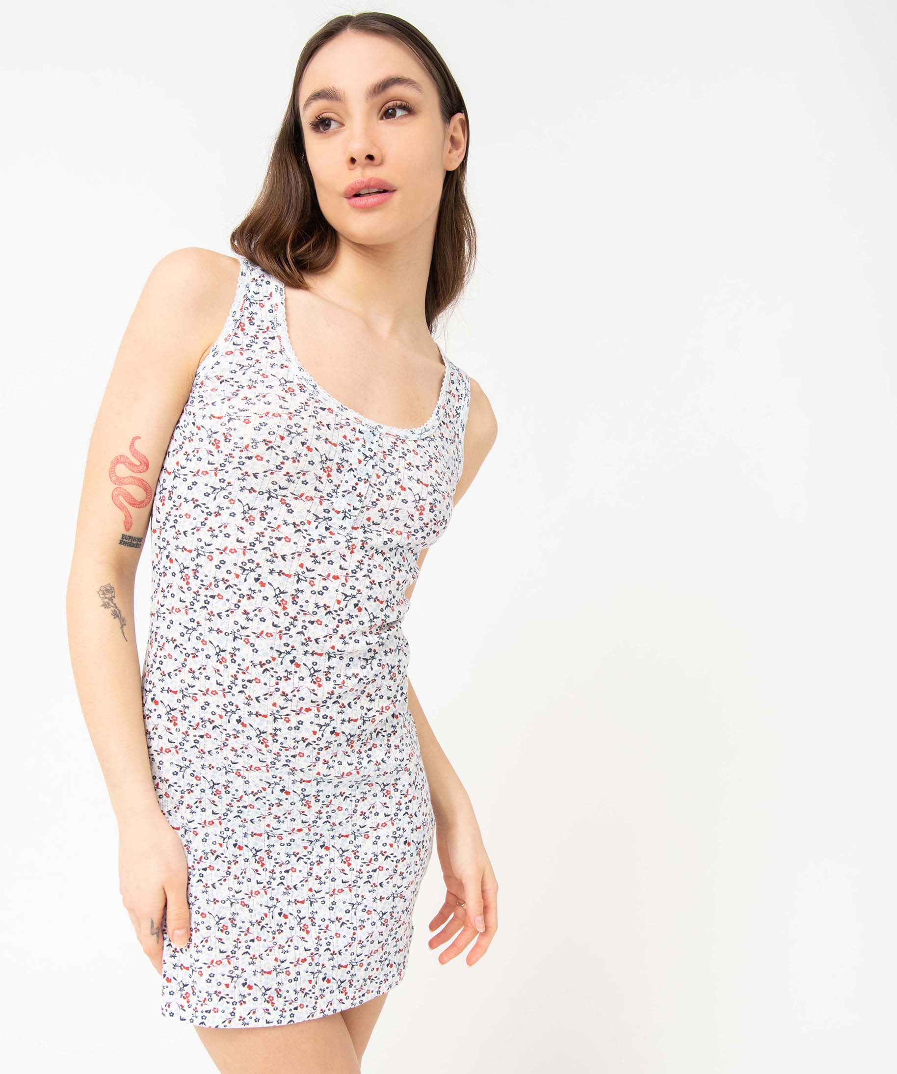 Chemise de nuit femme sans manches - LuluCastagnette imprime | GEMO