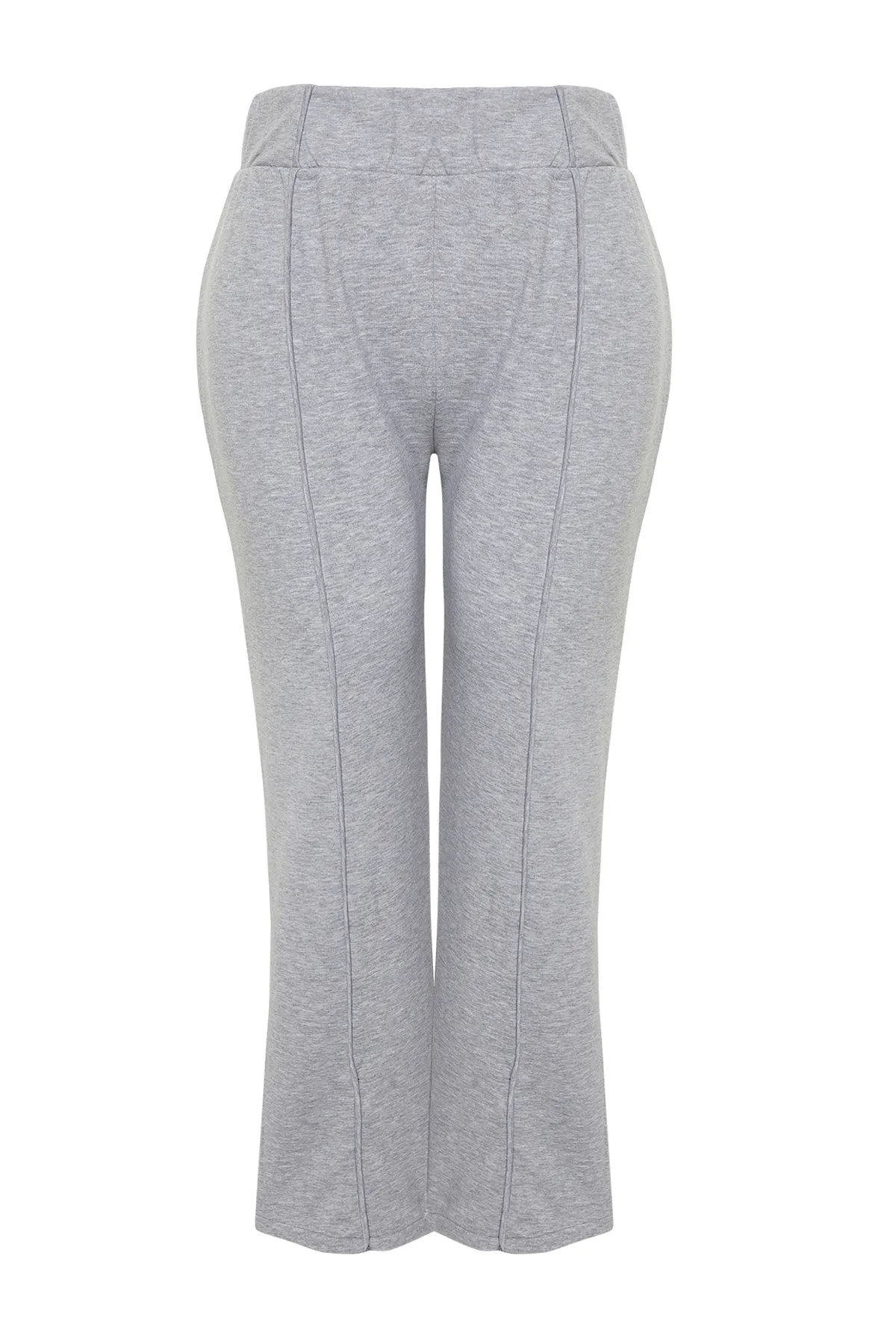 Trendyol Curve  Graue Melange-Paspelierung, detaillierte dünne Jogger-Strick-Jogginghose TBBSS24AJ00001