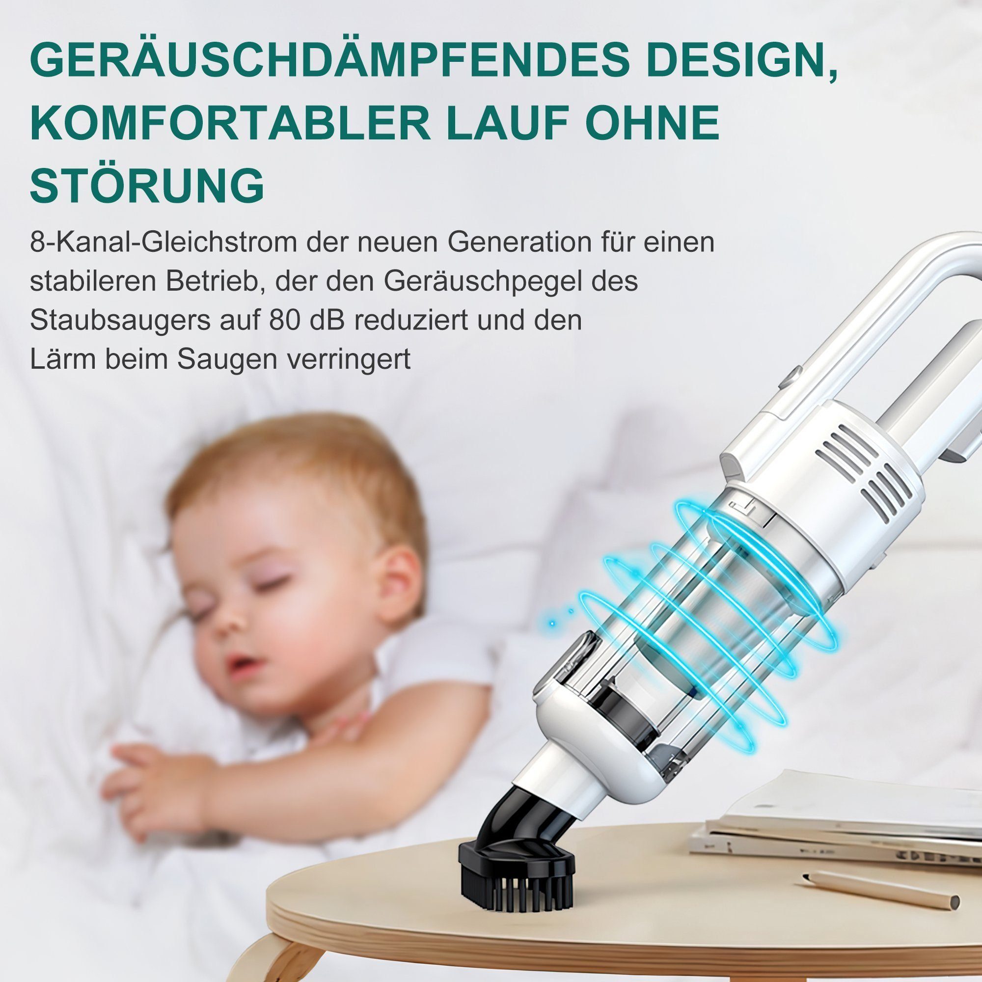 Vbrisi Akku-Handstaubsauger Handstaubsauger, Autostaubsauger 7500Pa Staubsauger, 4-in-1Multifunktionaler, Mit 4000mA-Akku, kann für eine lange Zeit arbeiten. Kann in Wohnungen, Autos usw. verwendet werden, für nassen und trockenen Gebrauch.
