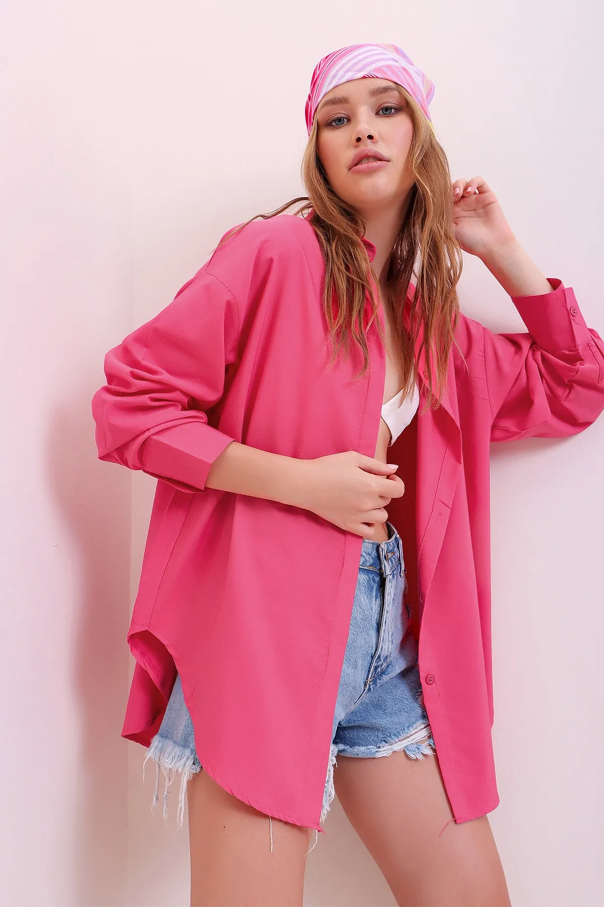 Trend Alaçatı Stili  Hemd - Rosa - Relaxed Fit