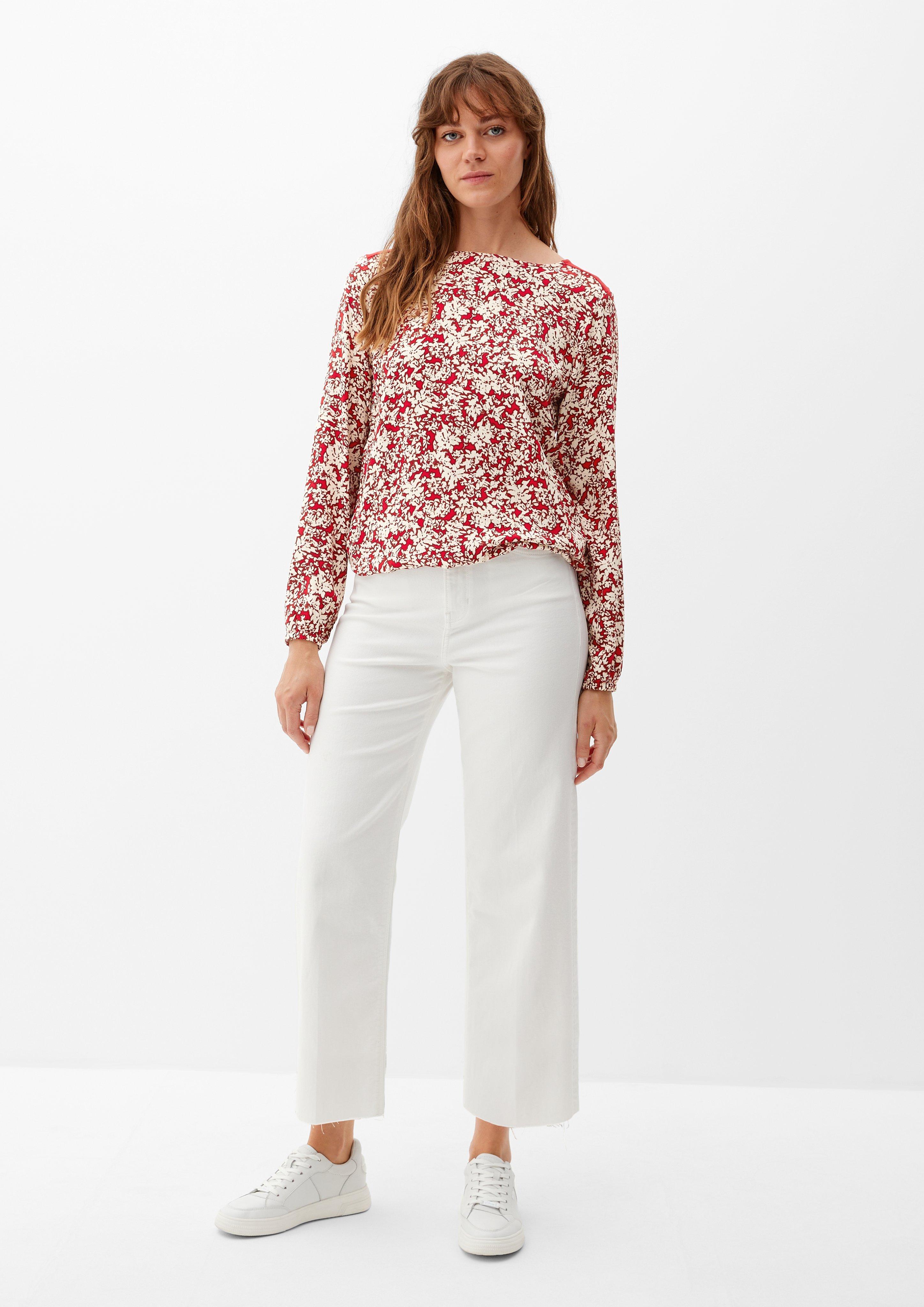 Materialmix-Bluse mit Print  2121780-31A1