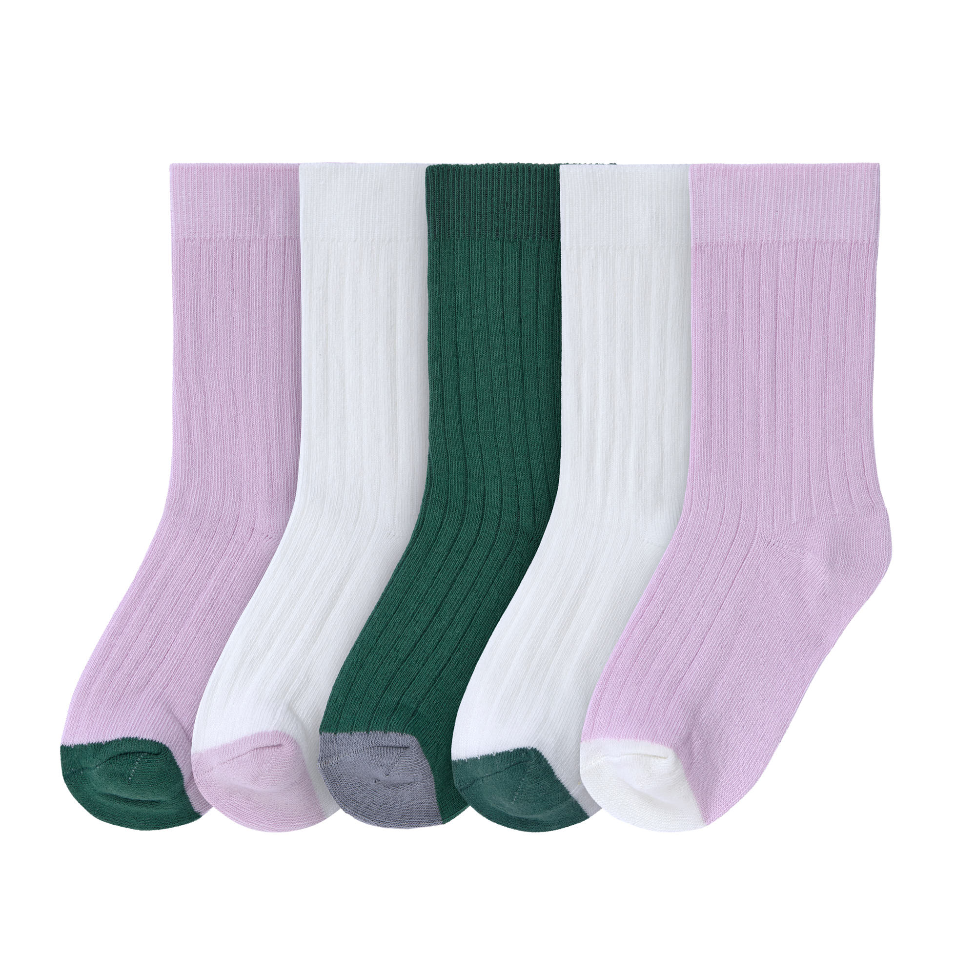 Kinder Socken 5er Set - Little Gang, Lila Weiß Grün