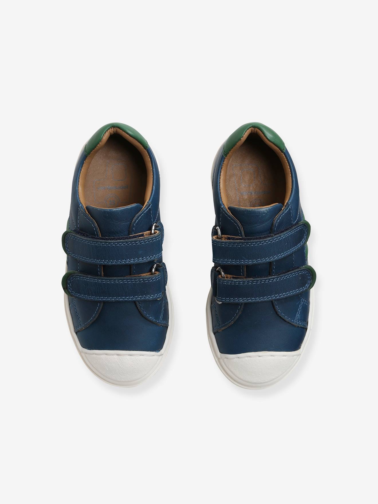Baskets cuir garçon collection maternelle bleu foncé