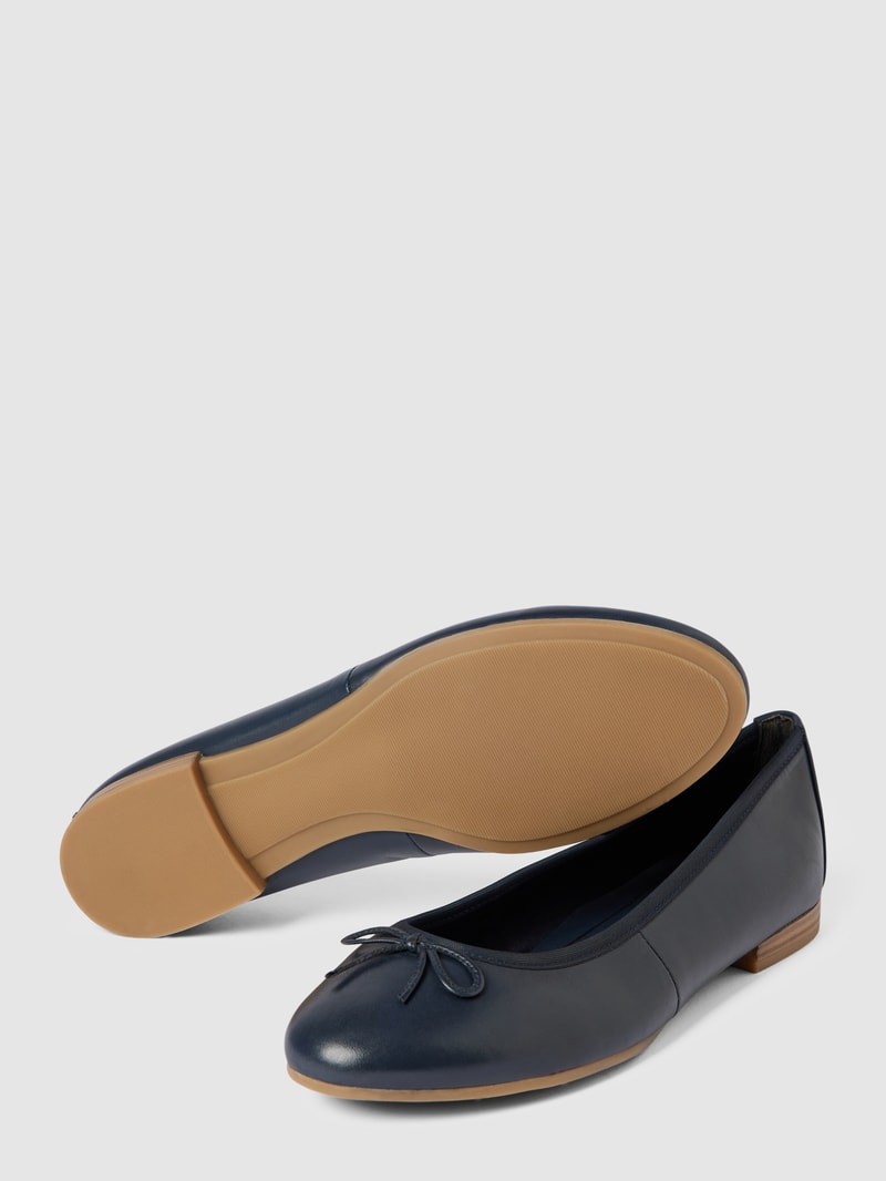 Ballerinas aus Leder mit Zierschleife Modell 'BASIC' in marineblau
