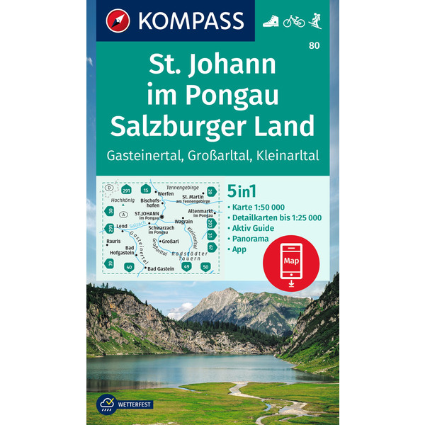 KOMPASS WANDERKARTE 80 ST. JOHANN IM PONGAU, SALZBURGER LAND