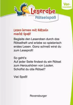 Leserabe: Erstlese-Rätsel für Lesestarter (Vor-Lesestufe)