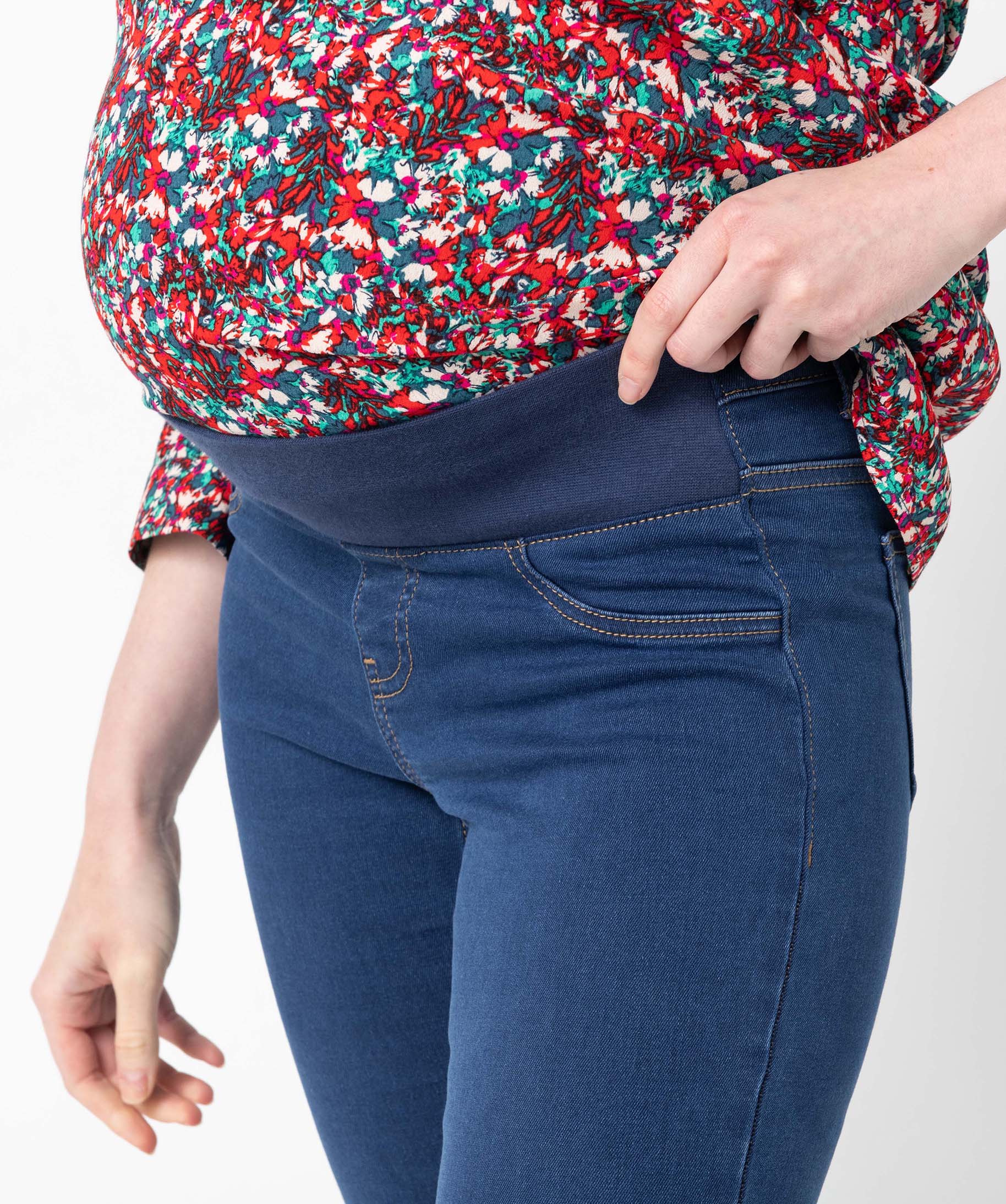 Jean de grossesse coupe slim avec bandeau bas stone | GEMO