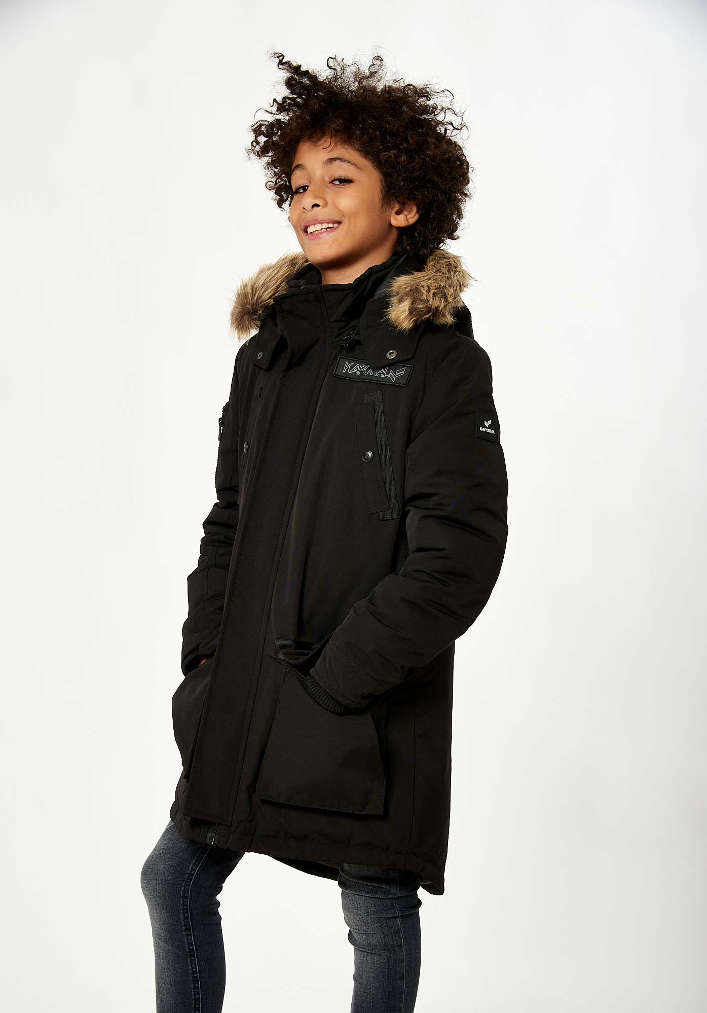MORY   Parka noire Garçon en 100% polyester recyclé