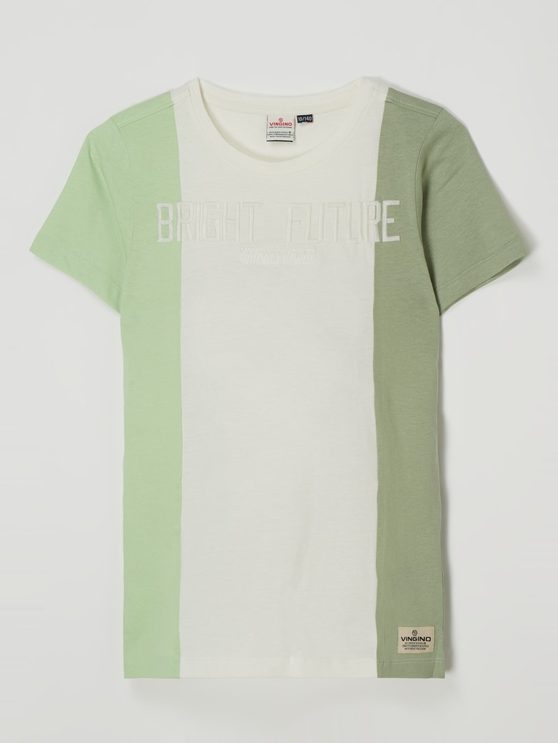 T-Shirt im Colour-Blocking-Design Modell 'Holt' in offwhite