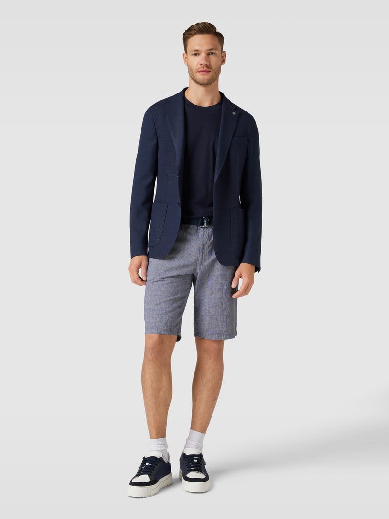 Leinenshorts mit Glencheck-Muster in dunkelblau