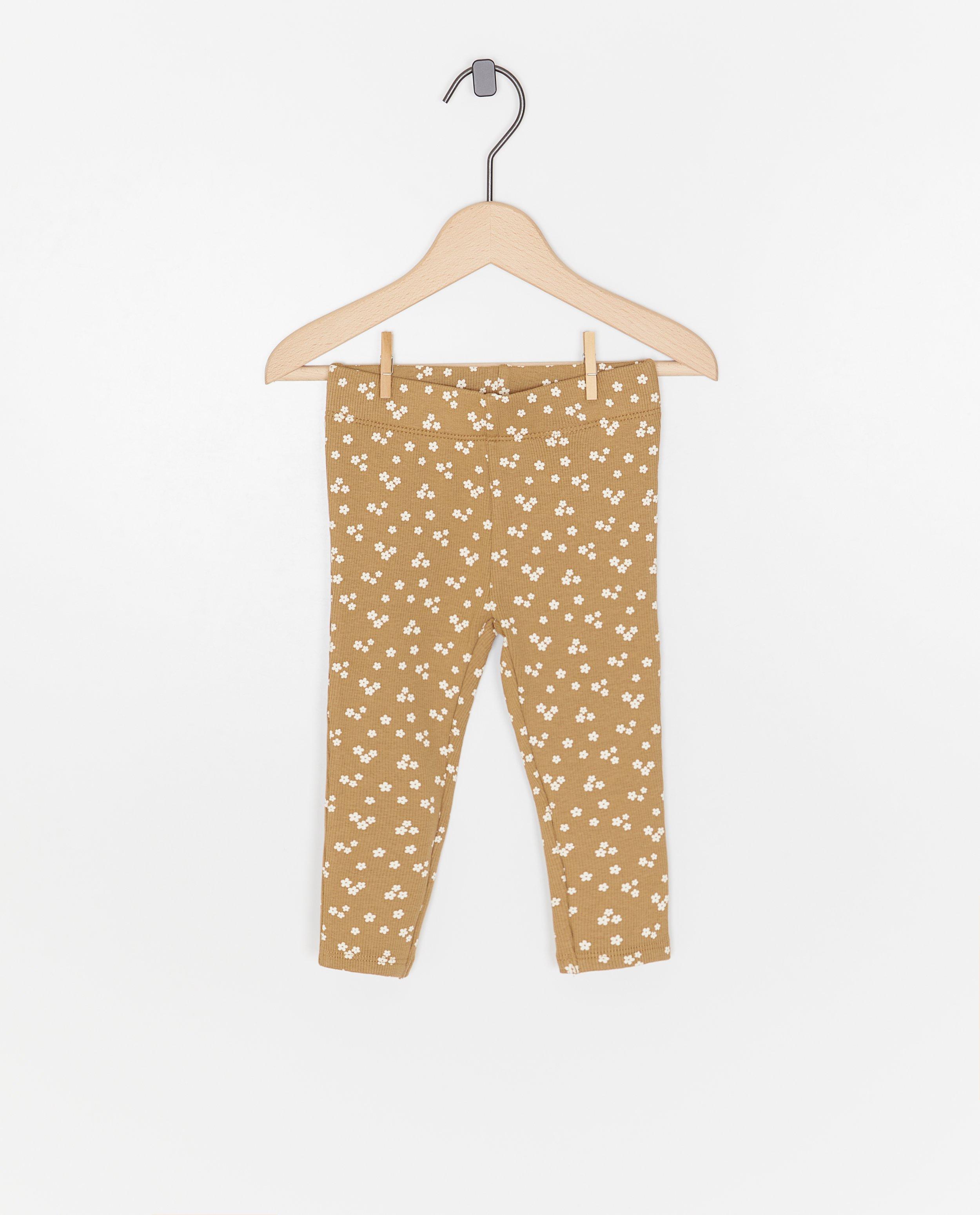 Cuddles and Smiles leggings finom bordázott mintával, barna