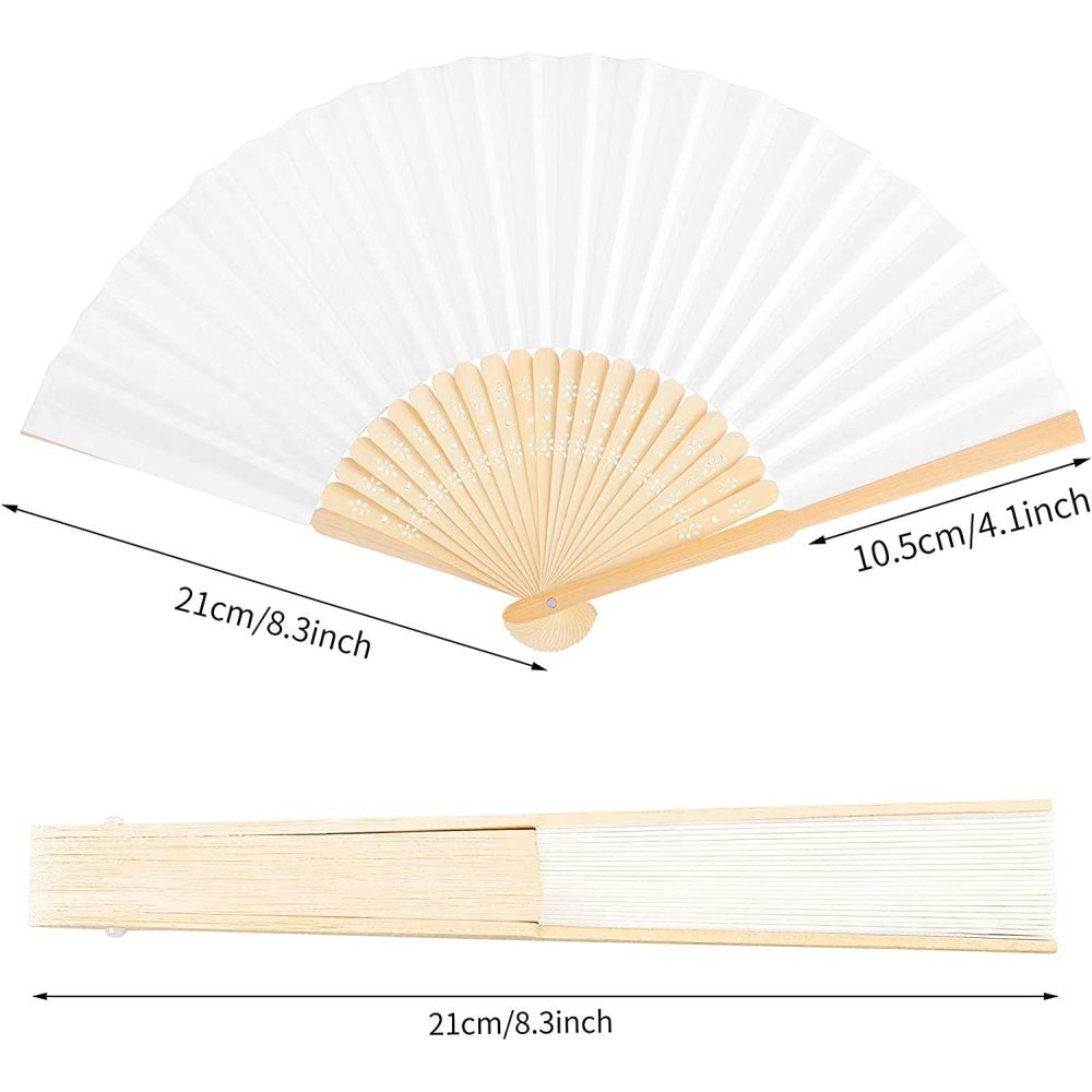 GelldG Handfächer 12 Packung Handfächer Silke Bambus Faltfächer Handheld Gefaltet Fan
