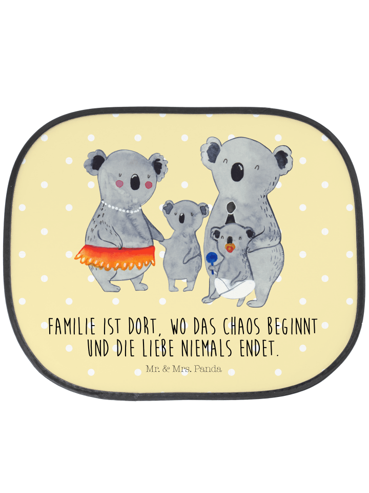 Mr. & Mrs. Panda Auto Sonnenschutz Koala Familie mit Spruch in Gelb Pastell günstig kaufen onesize