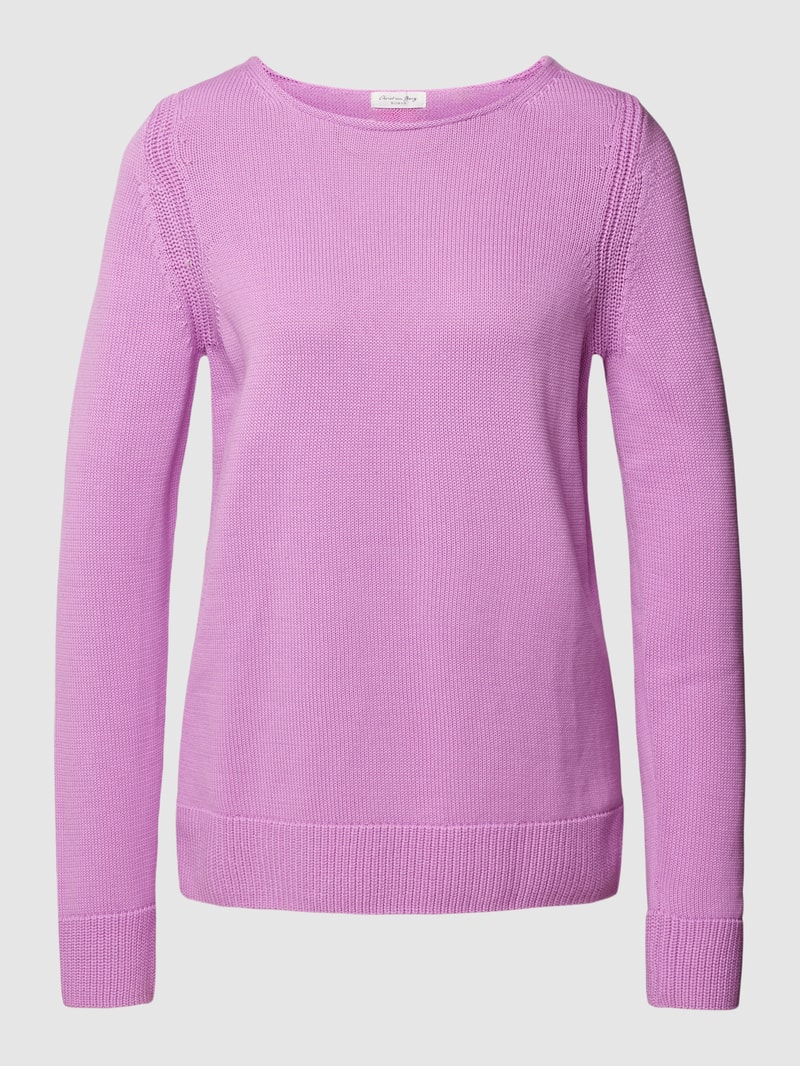 Strickpullover mit U-Boot-Ausschnitt in violett