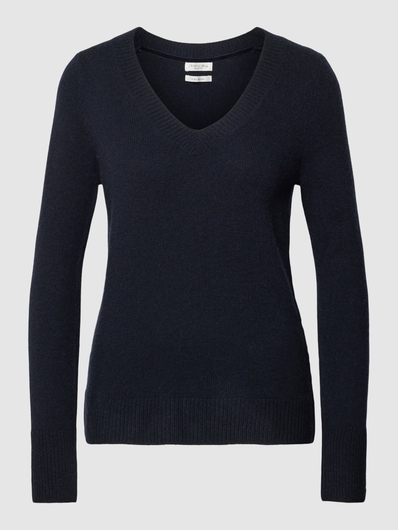 Strickpullover aus Wolle mit V-Ausschnitt in dunkelblau