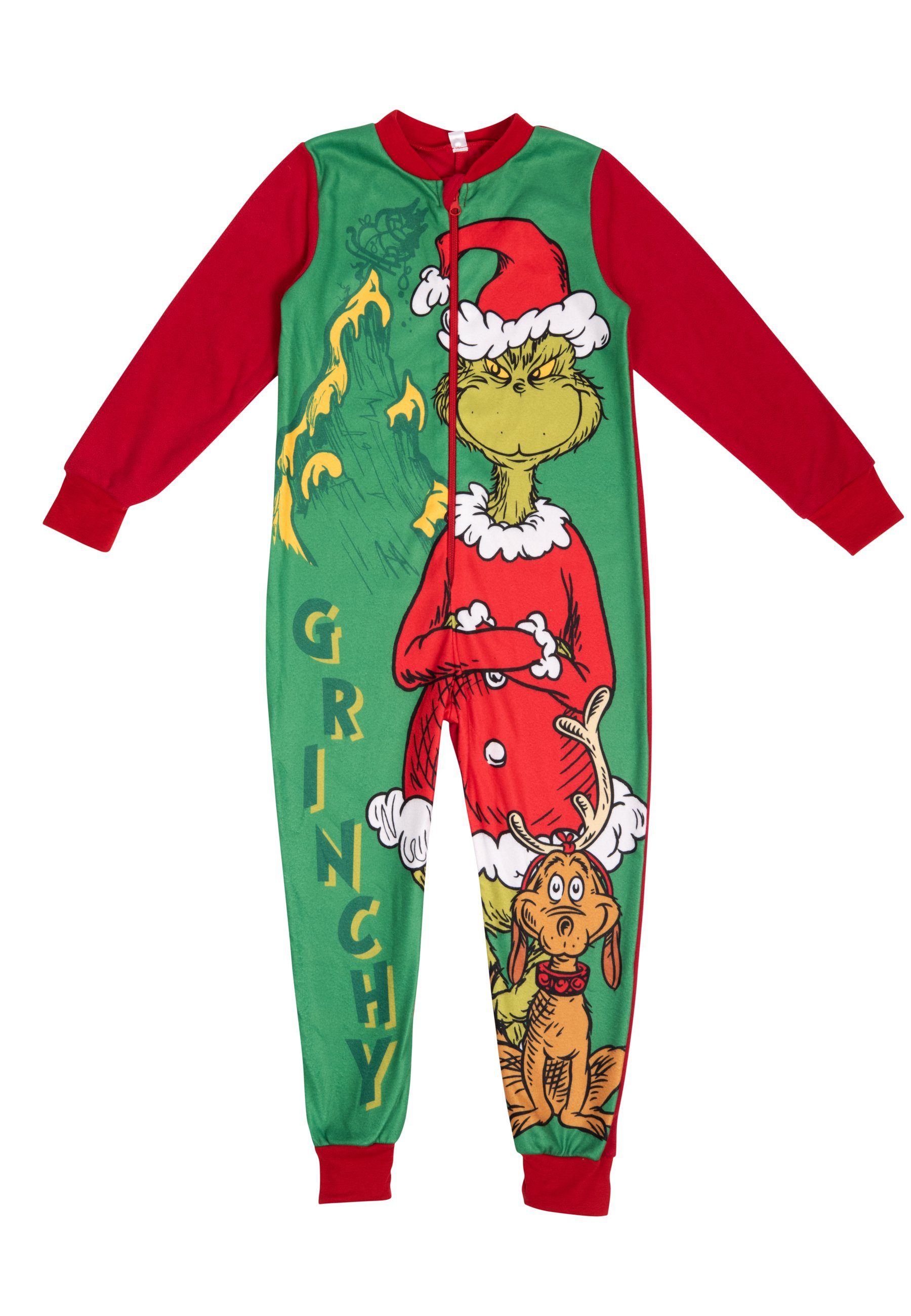 United Labels® Jumpsuit The Grinch Jumpsuit Overall Kinder Pyjama Schlafanzug langarm