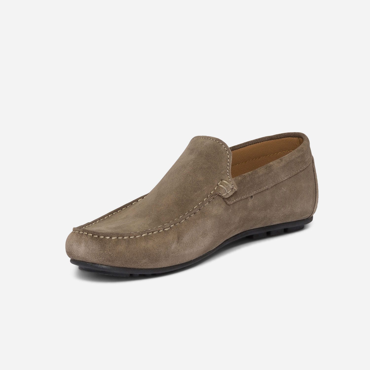 Mocassin taupe en cuir velours
