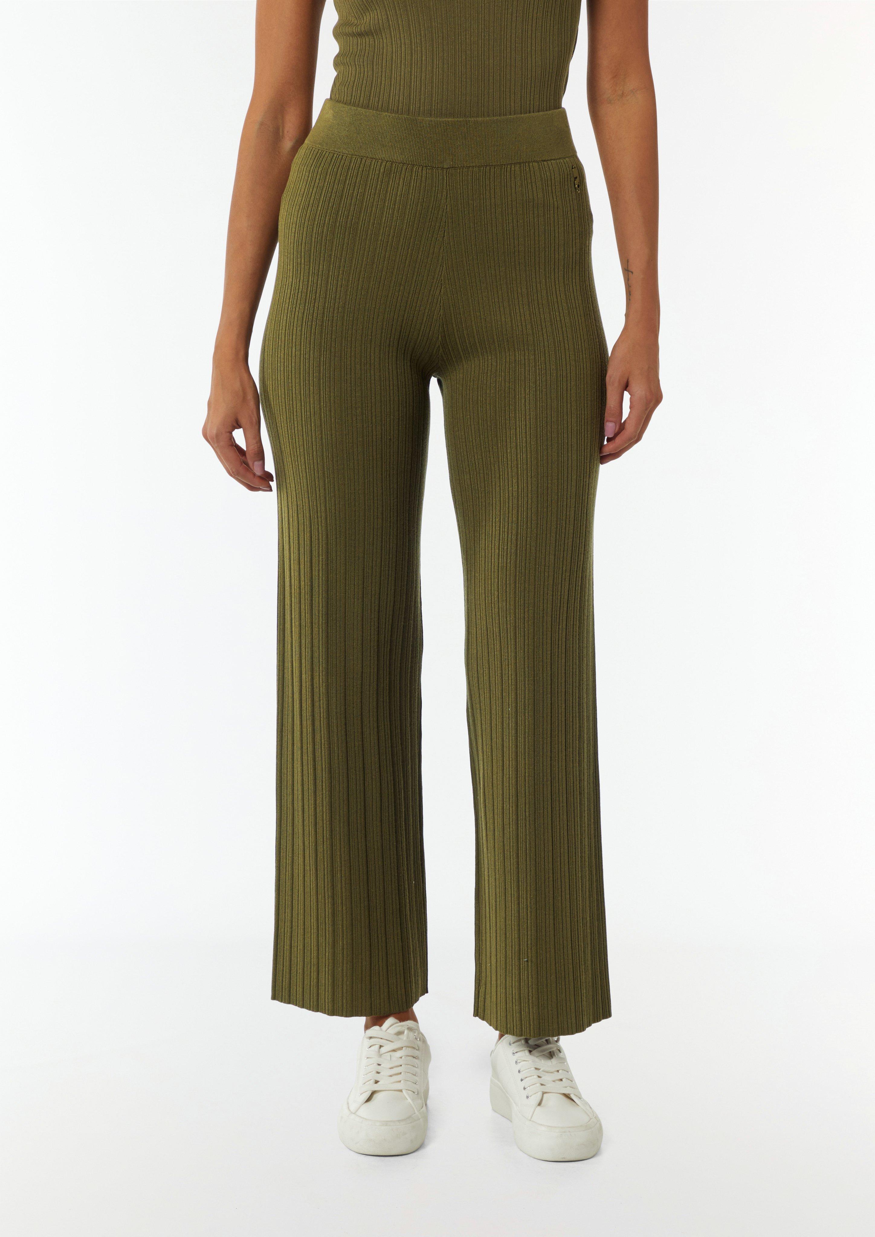 Strickhose mit Rippstruktur - guacamole