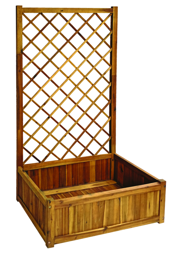 Hardin 1fachgut Pflanzkasten Pflanztopf Blumentopf mit Rankhilfe 150 x 80 x 38 cm FSC braun