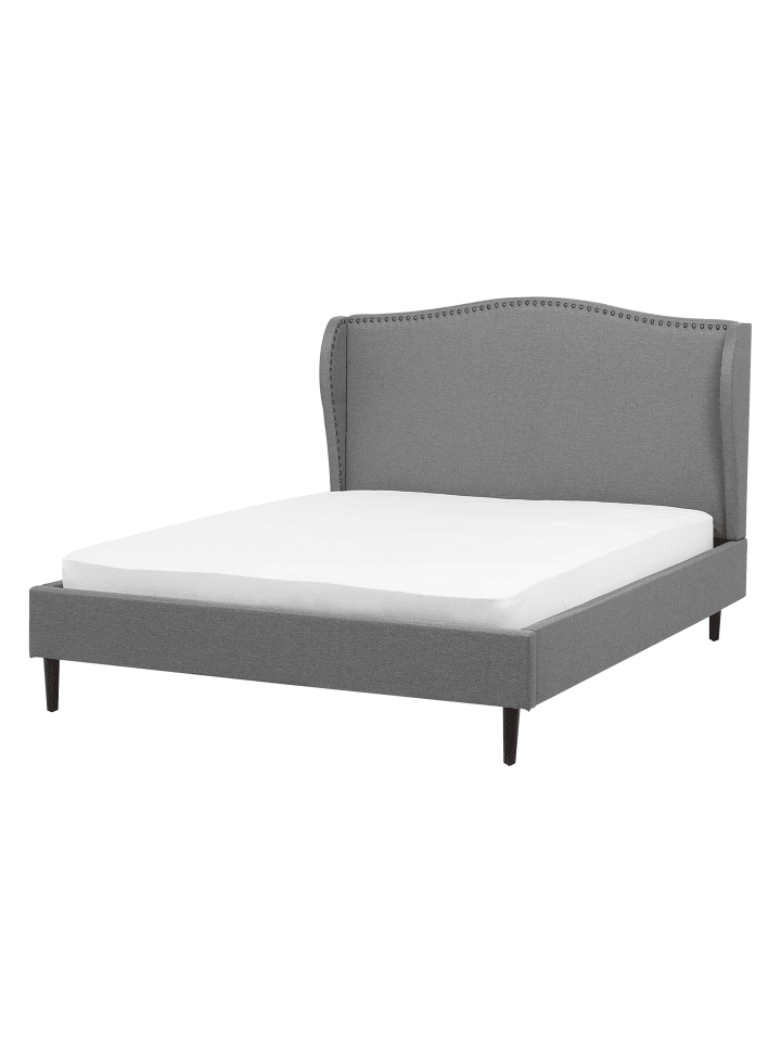 Beliani Doppelbett COLMAR in Grau/Dunkler Holzfarbton - (W) 150 x (H) 107 x (L) 215 cm günstig kaufen onesize