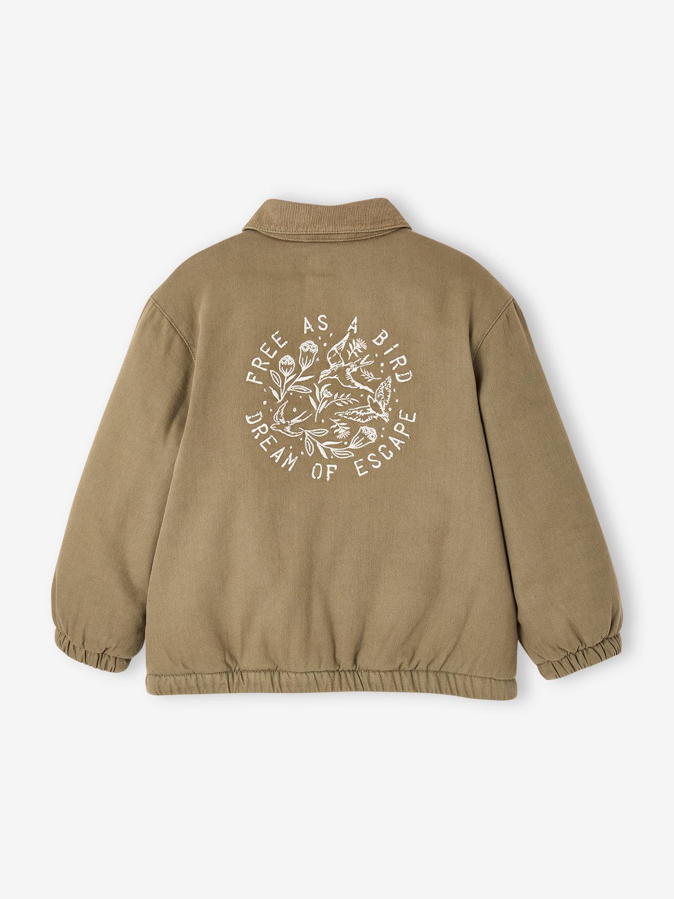 Vertbaudet Gesteppte Mädchen Jacke mit Stickerei hinten - khaki