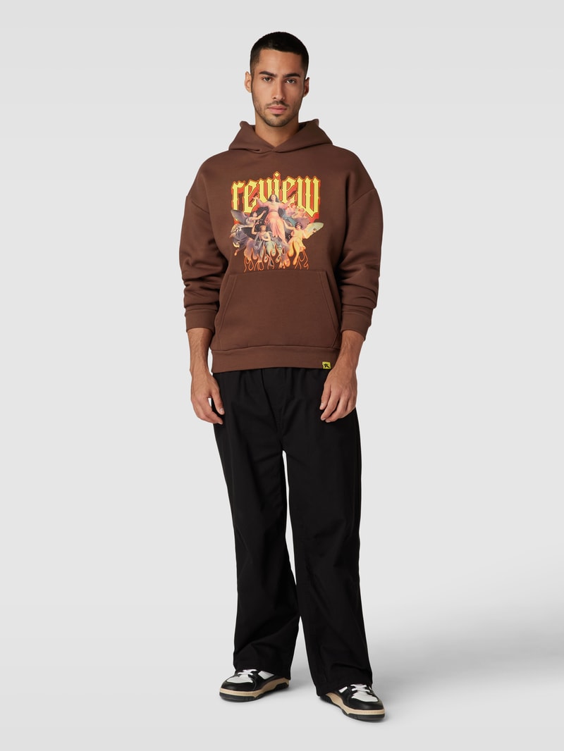 Hoodie mit Label-Print in dunkelbraun