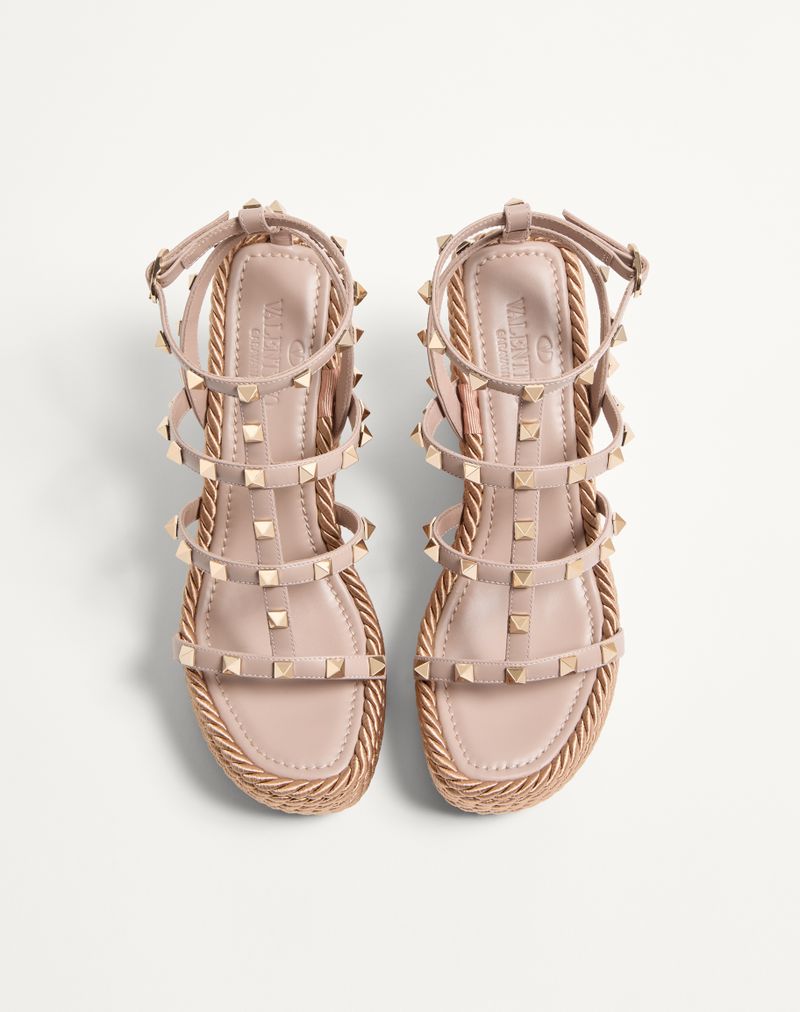Rockstud kilehæl med 95 mm kalveskindsremme