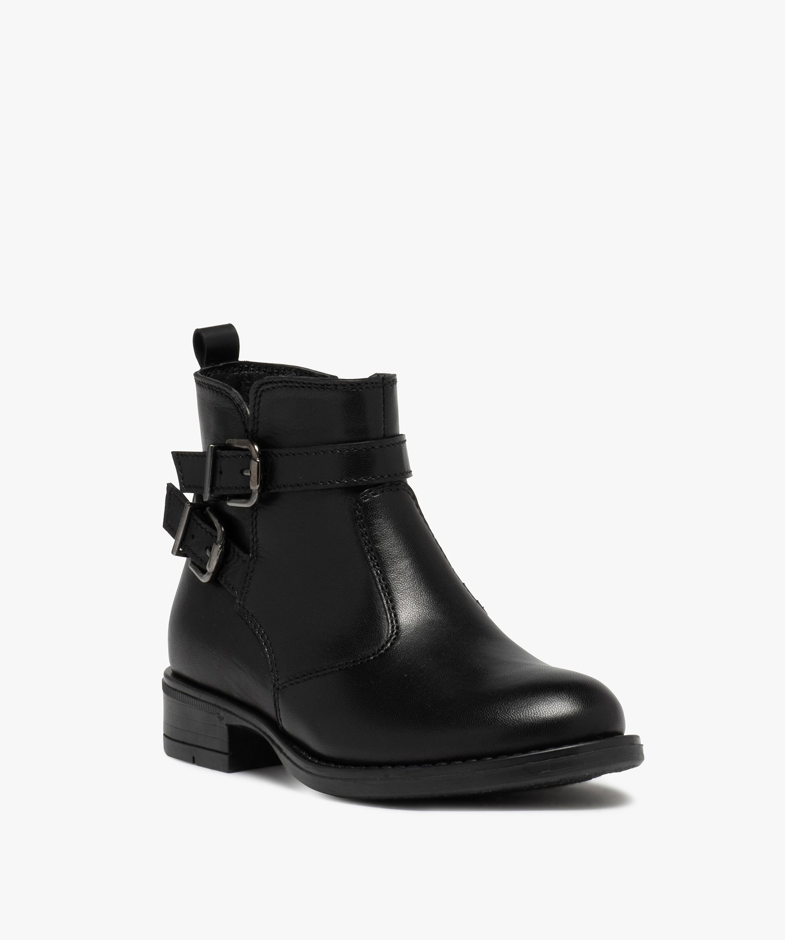 Boots fille dessus cuir uni à bride décorative | GEMO