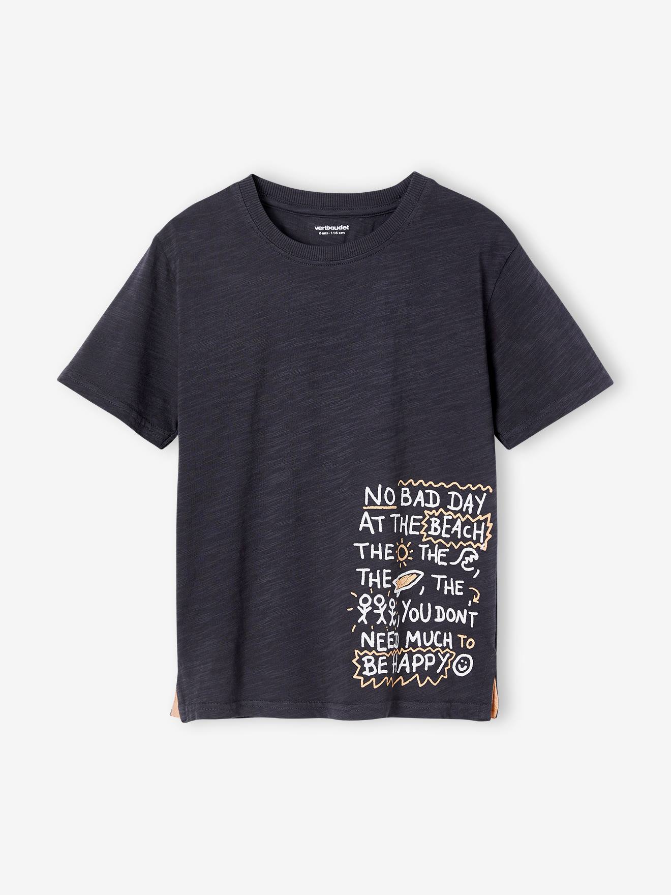 Vertbaudet Jungen T-Shirt, Surfer-Schriftzug - grau