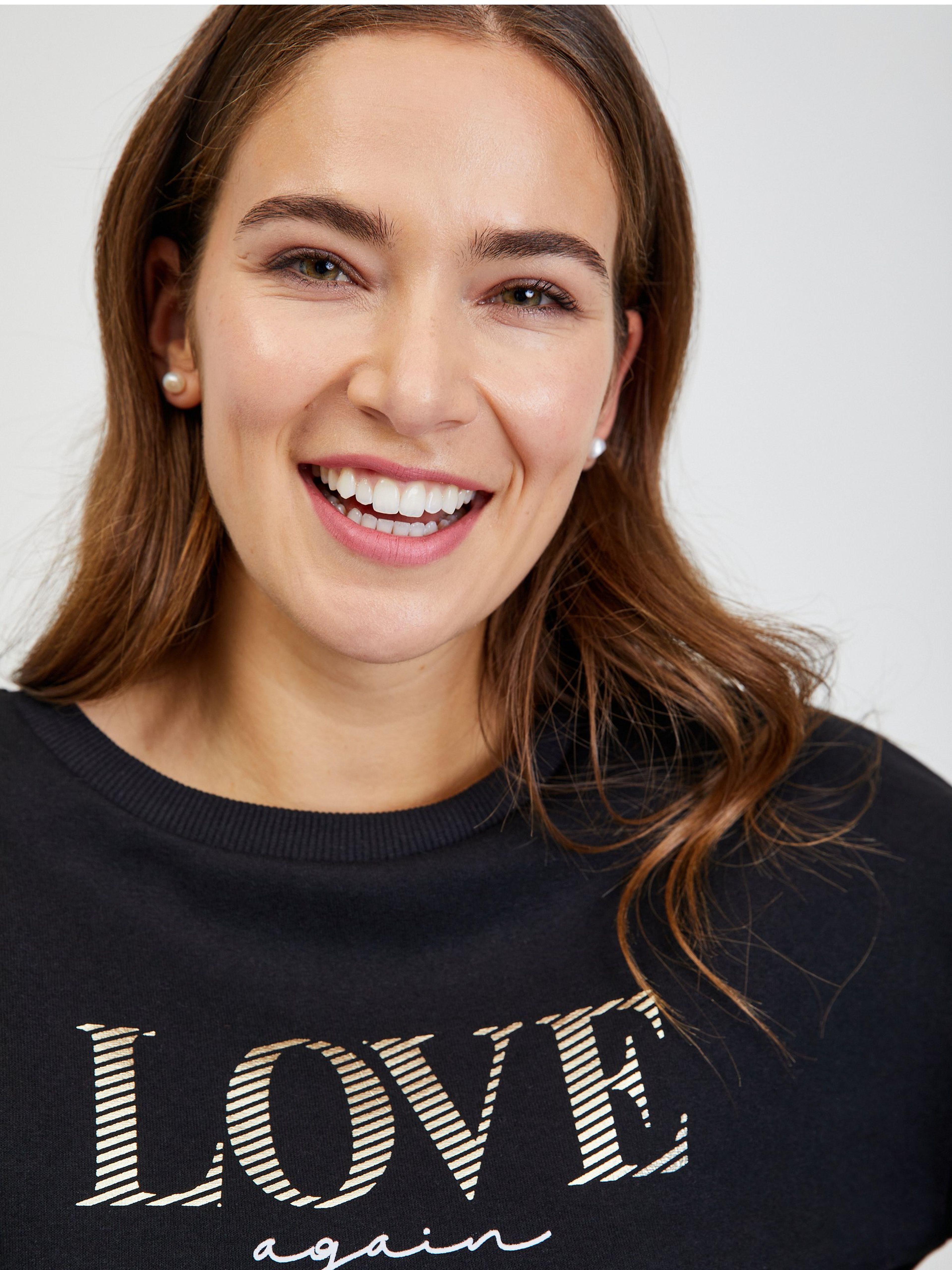 Schwarzes lockeres Damen Sweatshirt ORSAY