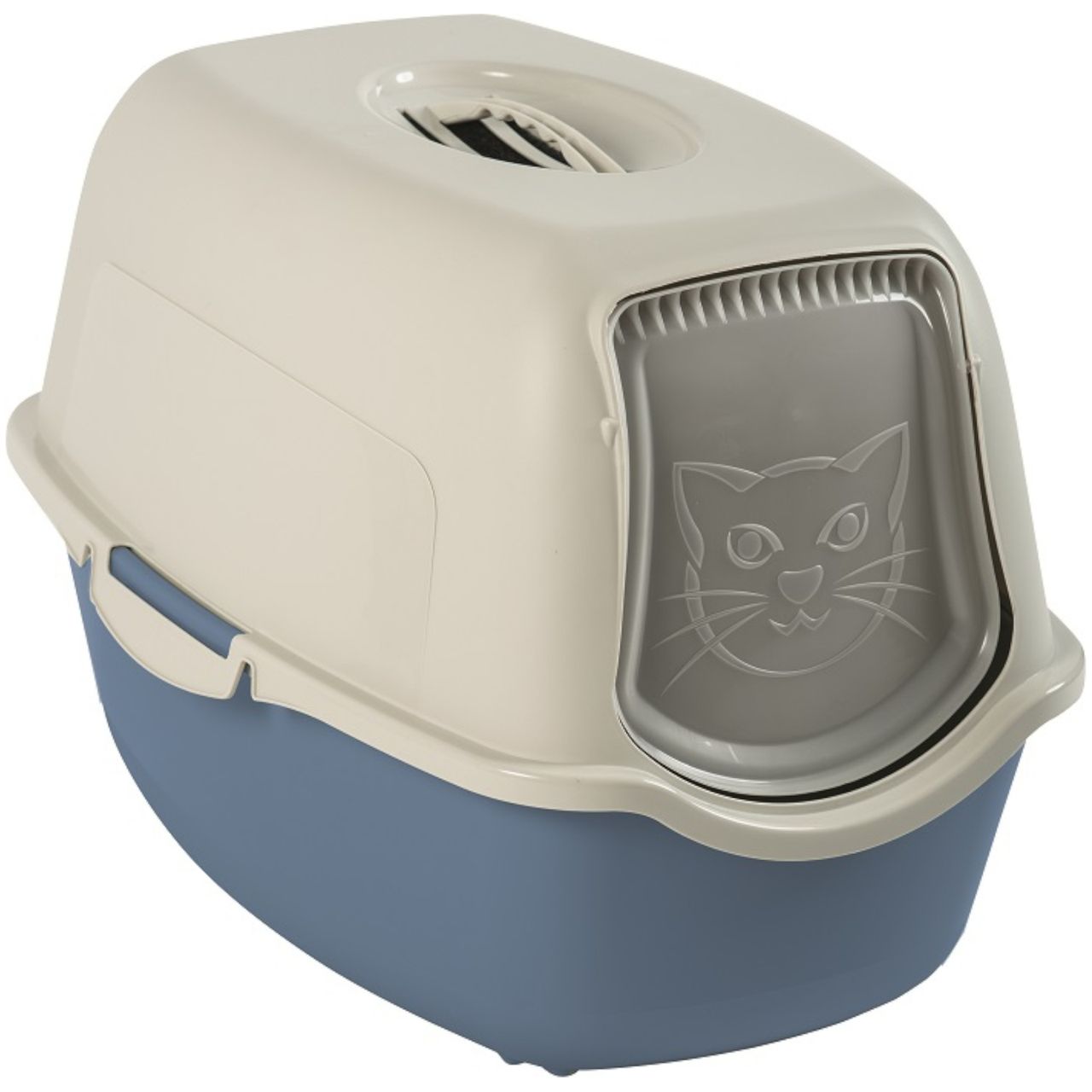 Rotho Babydesign Rotho MyPet Eco Bailey Katzentoilette mit Deckel und Aktivkohlefilter, blau/weiss (recycelt)