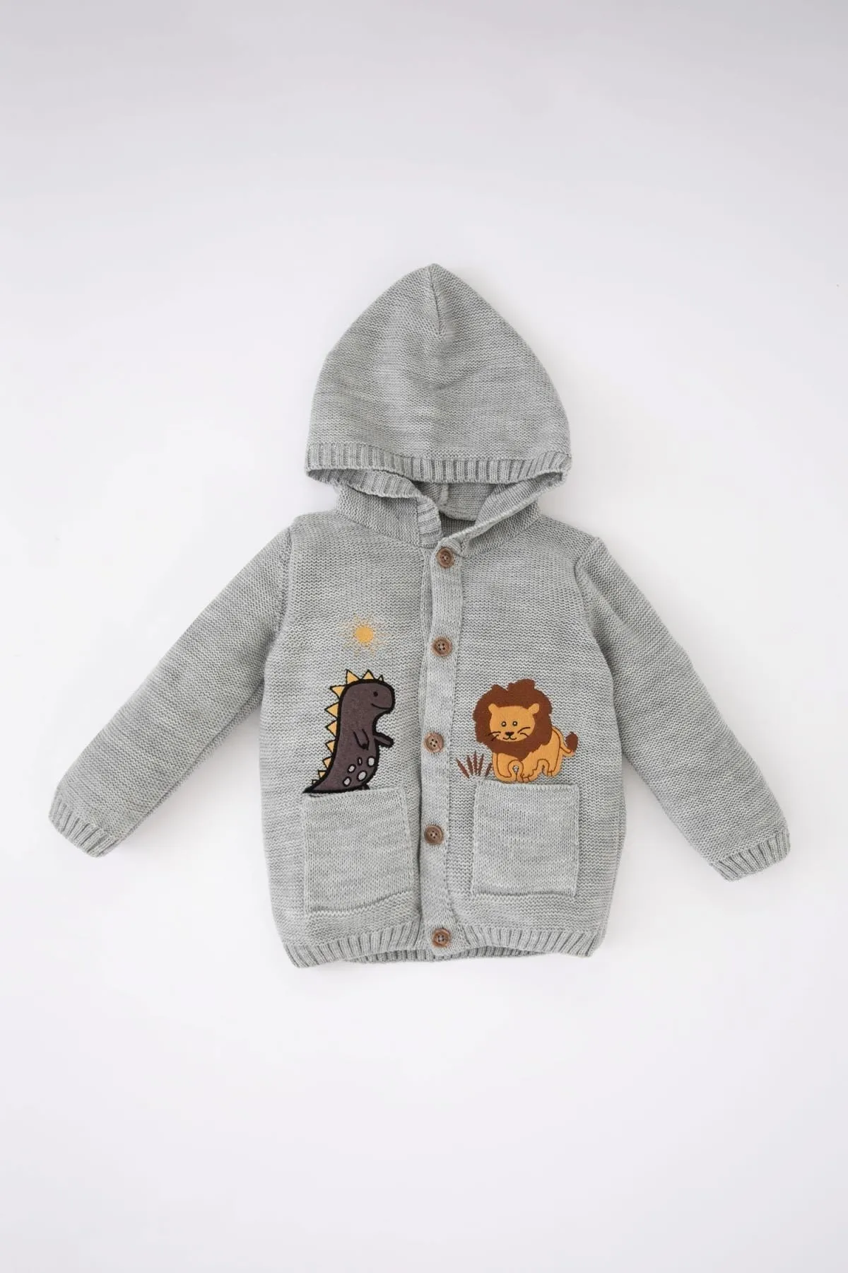 DeFacto  Gemusterter Strick-Cardigan mit Kapuze für Babys