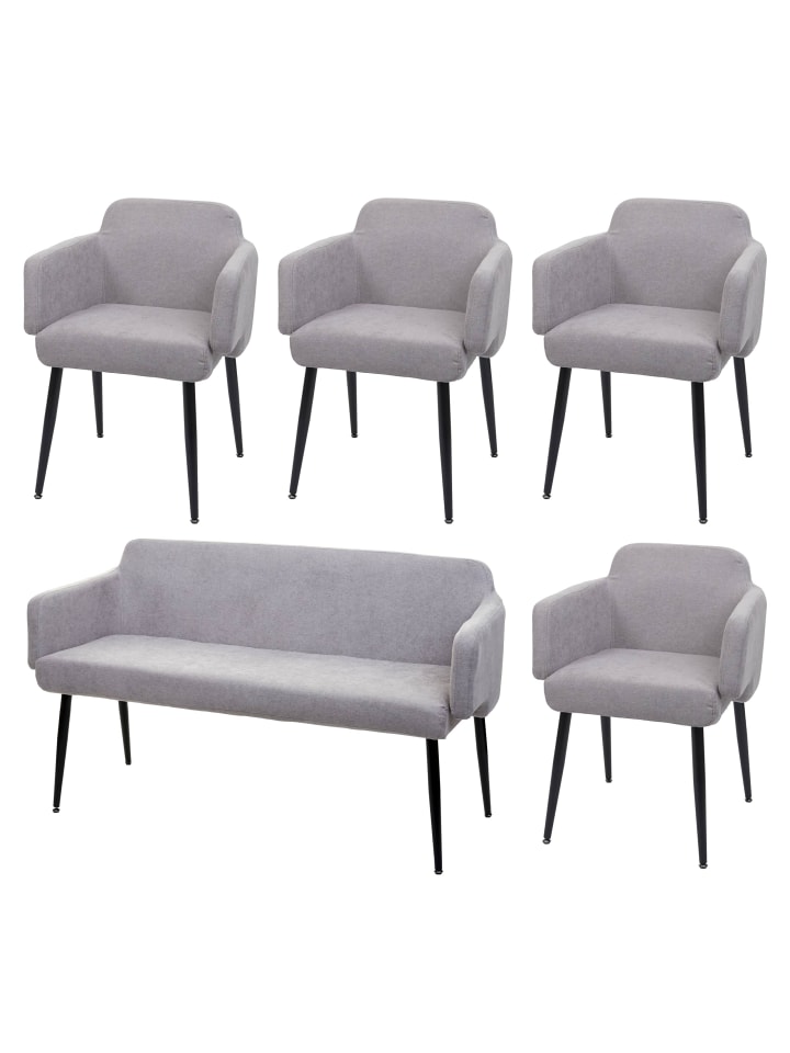 MCW Esszimmer-Set L13 4er-Set Stuhl Sitzbank, Grau günstig kaufen onesize