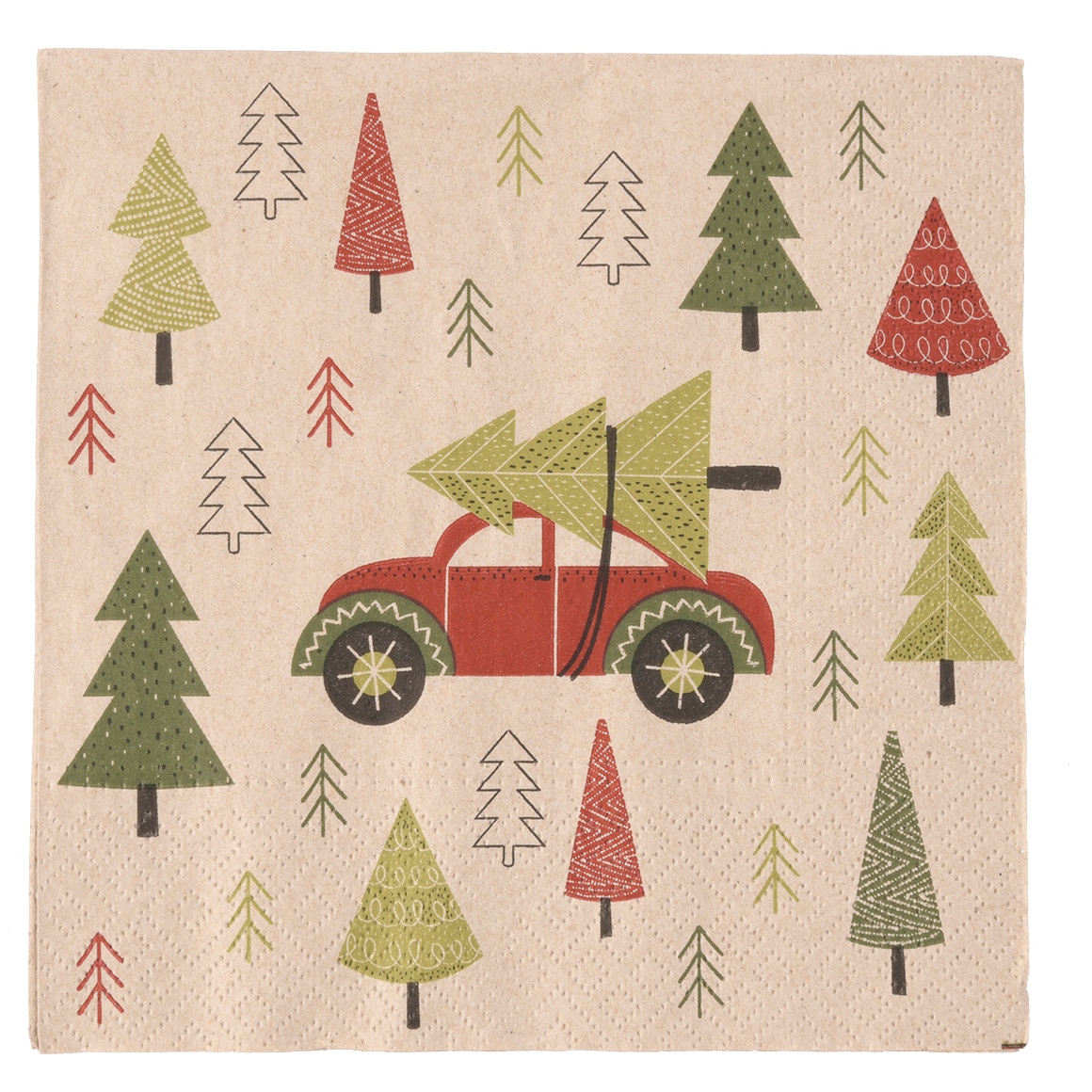 20 Servietten im weihnachtlichen Dessin beige / bunt