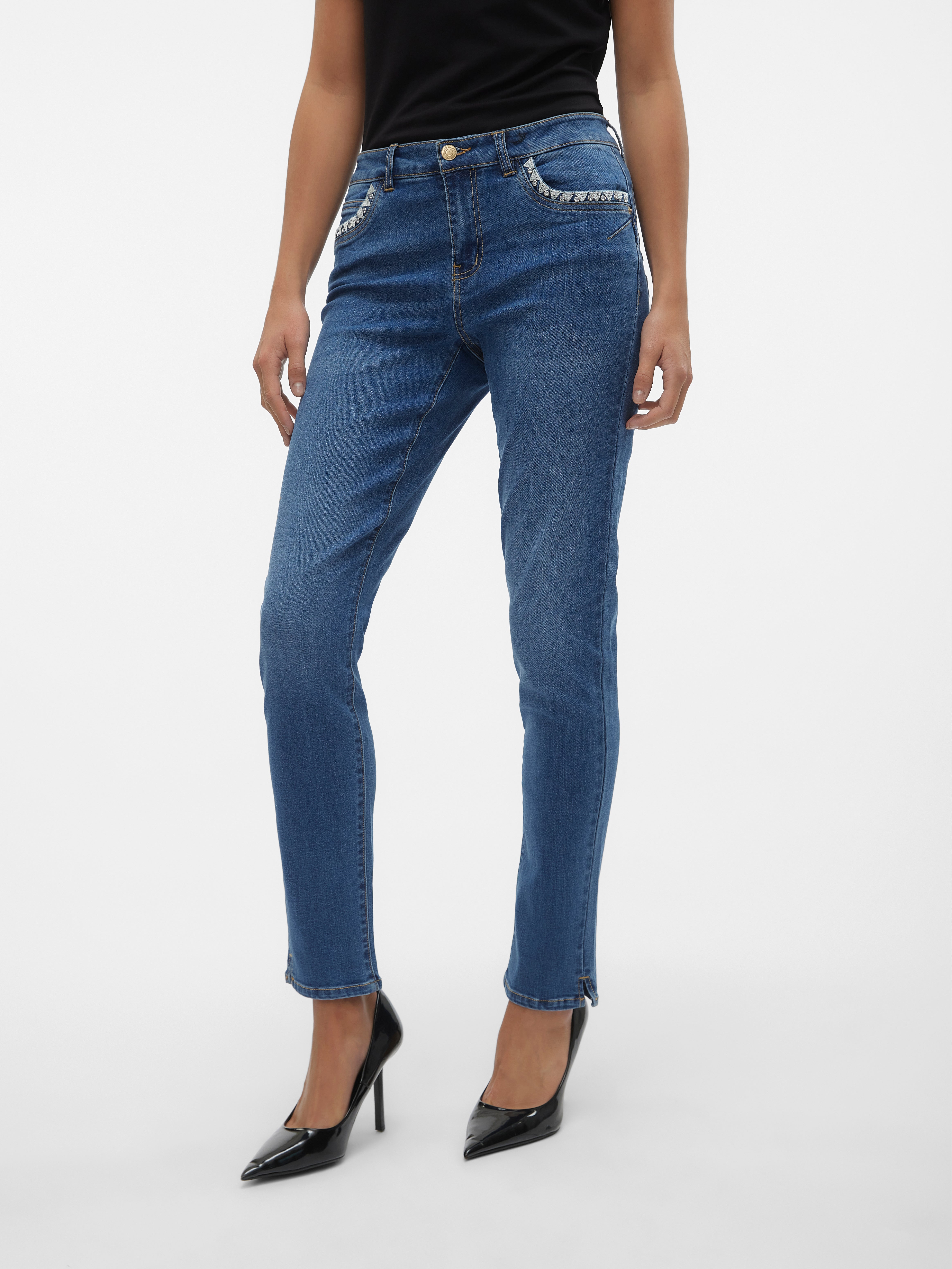 VMYOURS Mid Rise Verju00FCngt Jeans